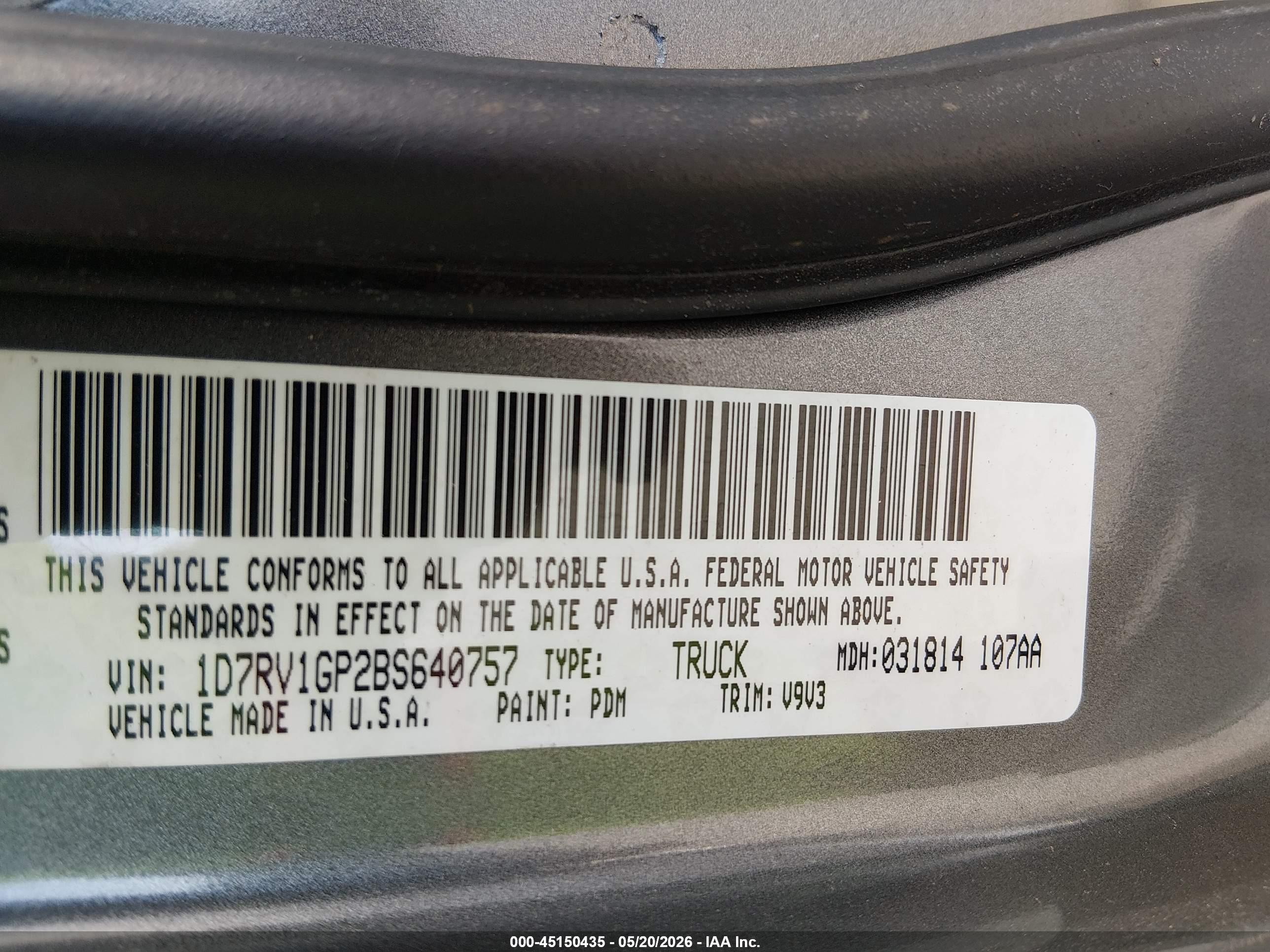 2011 Ram Ram 1500 Slt Gray vin: 1D7RV1GP2BS640757