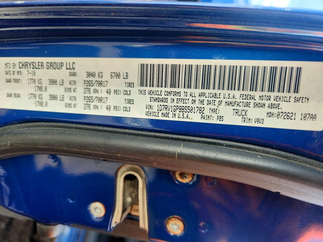 2011 Dodge Ram 1500 Blue vin: 1D7RV1GP8BS501782