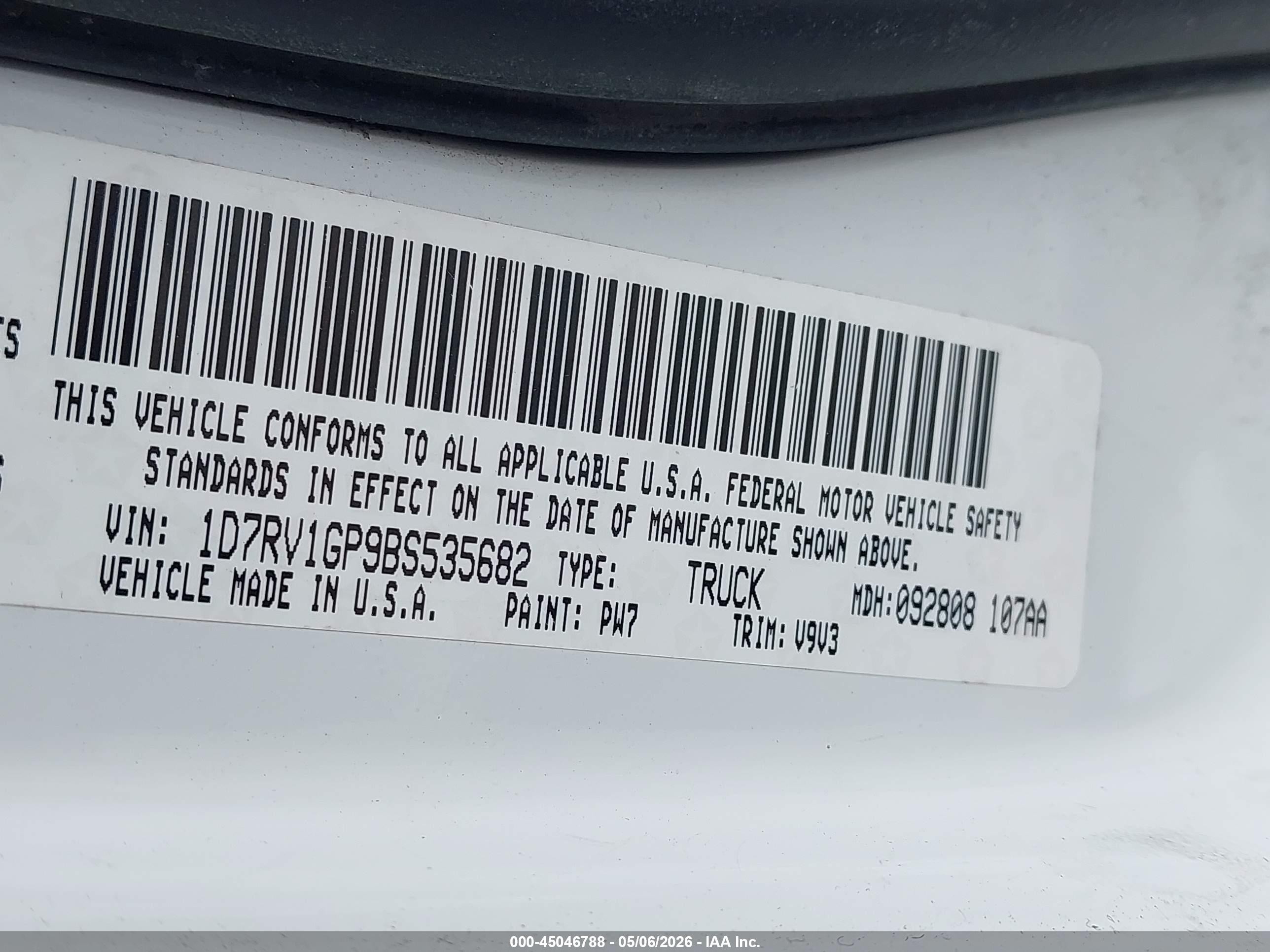 2011 Ram Ram 1500 Slt White vin: 1D7RV1GP9BS535682