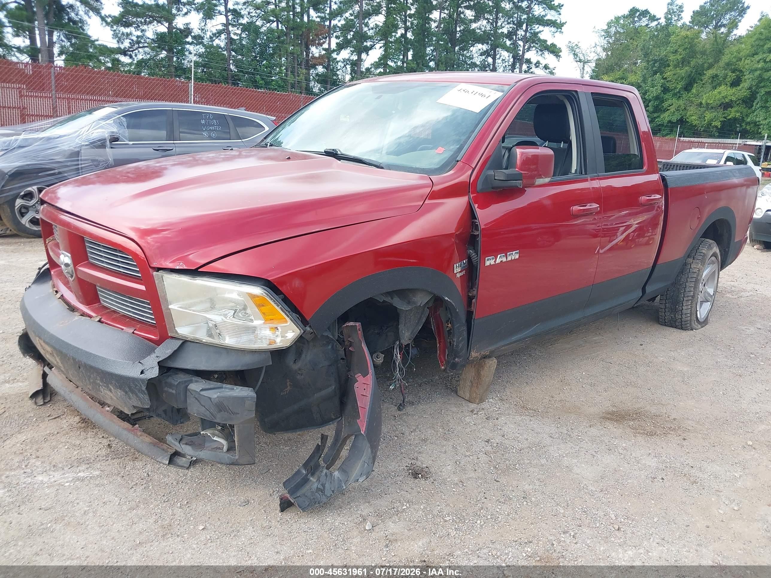 2010 Dodge Ram 1500 Sport Red vin: 1D7RV1GT0AS214979