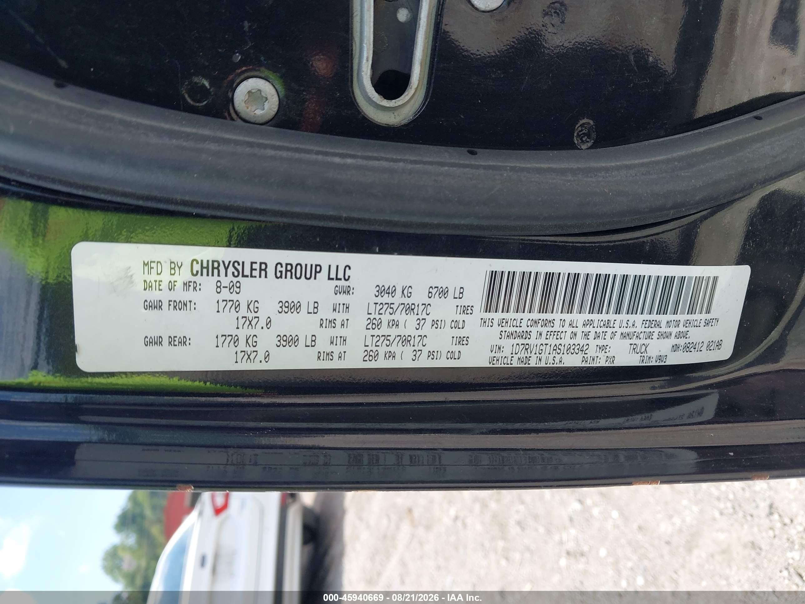 2010 Dodge Ram 1500 Slt/sport/trx Черный vin: 1D7RV1GT1AS103342