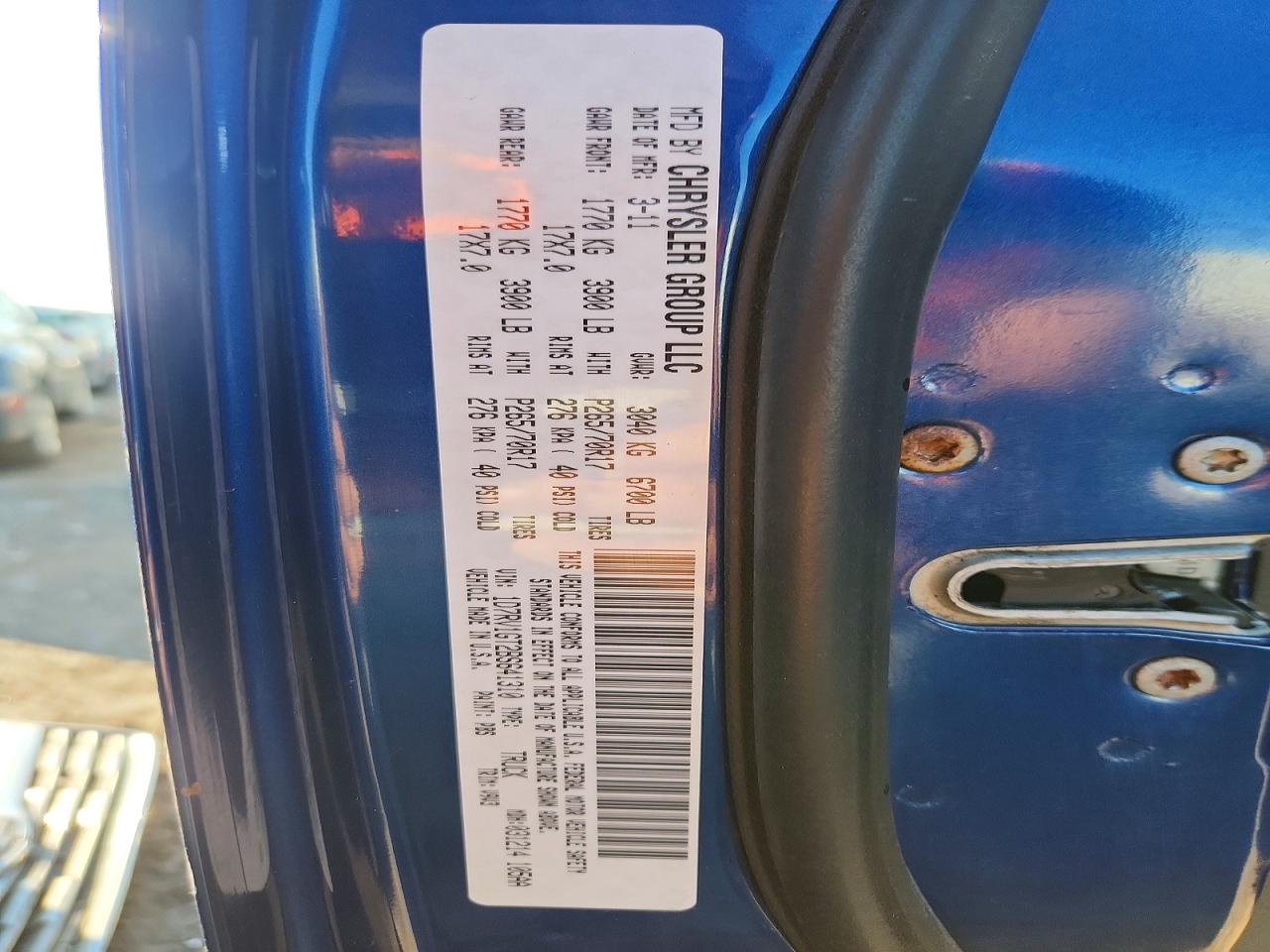 2011 Dodge Ram 1500 Blue vin: 1D7RV1GT2BS641310