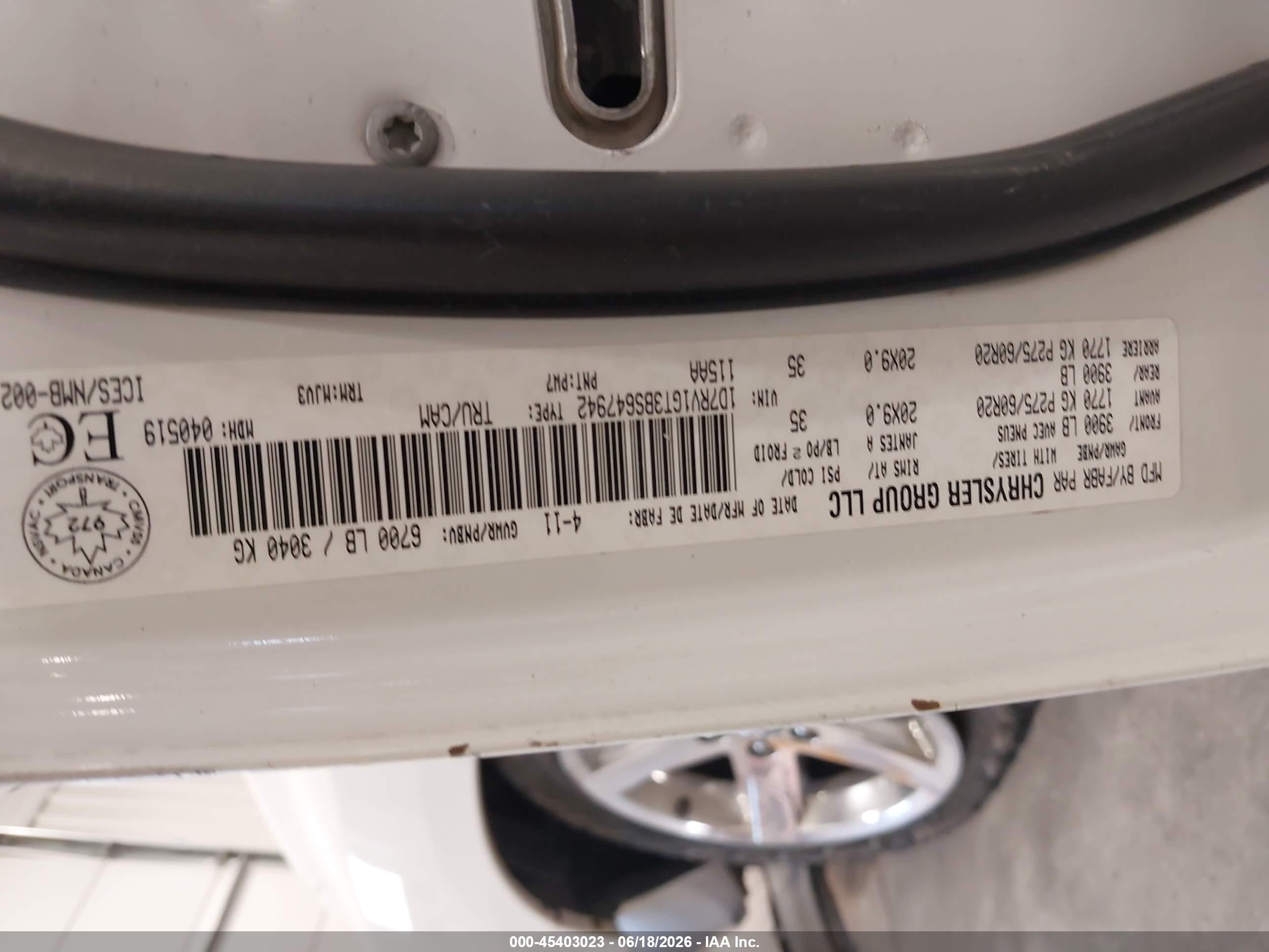 2011 Ram Ram 1500 Slt Белый vin: 1D7RV1GT3BS647942