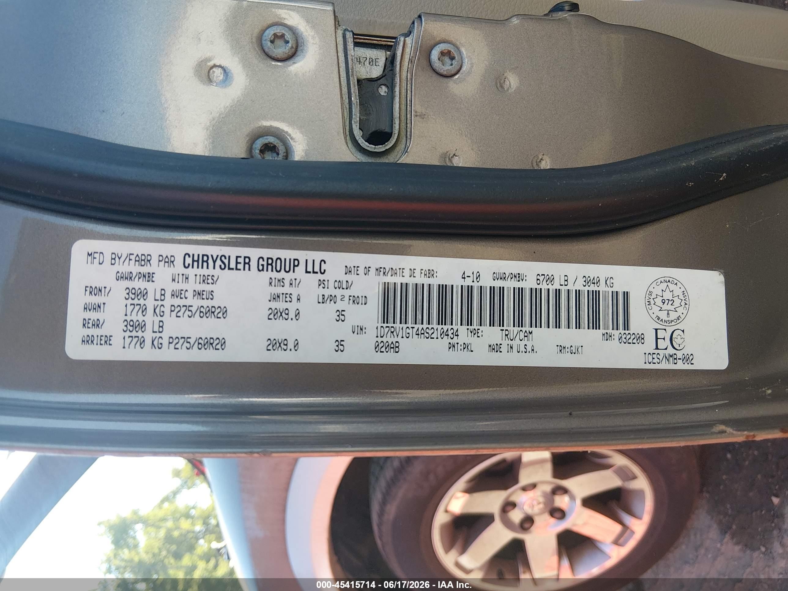 2010 Dodge Ram 1500 Laramie Gold vin: 1D7RV1GT4AS210434