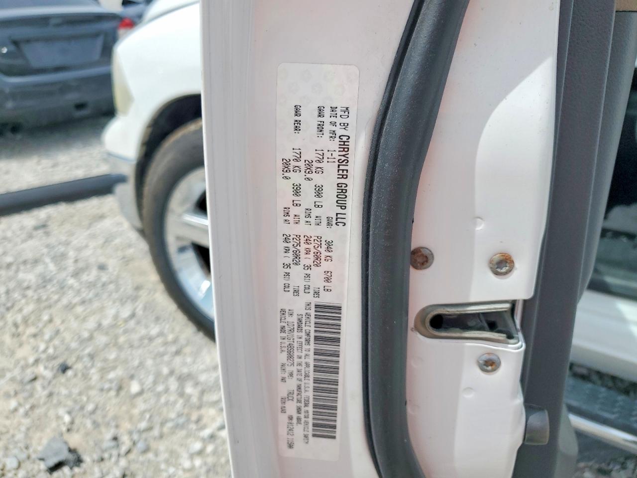 2011 Dodge Ram 1500 White vin: 1D7RV1GT4BS608275
