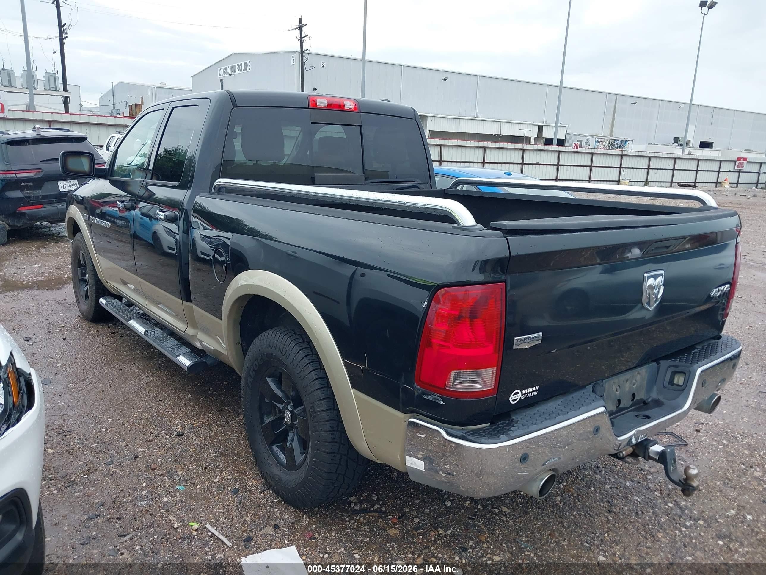 2011 Ram Ram 1500 Laramie Черный vin: 1D7RV1GT7BS530834