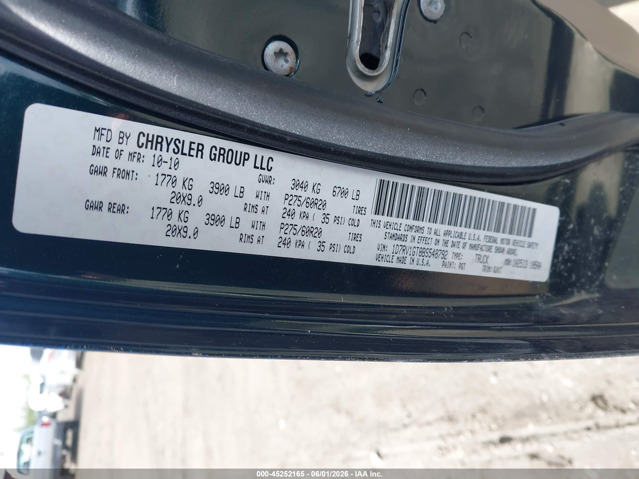 2011 Ram Ram 1500 Laramie Зеленый vin: 1D7RV1GT8BS548792