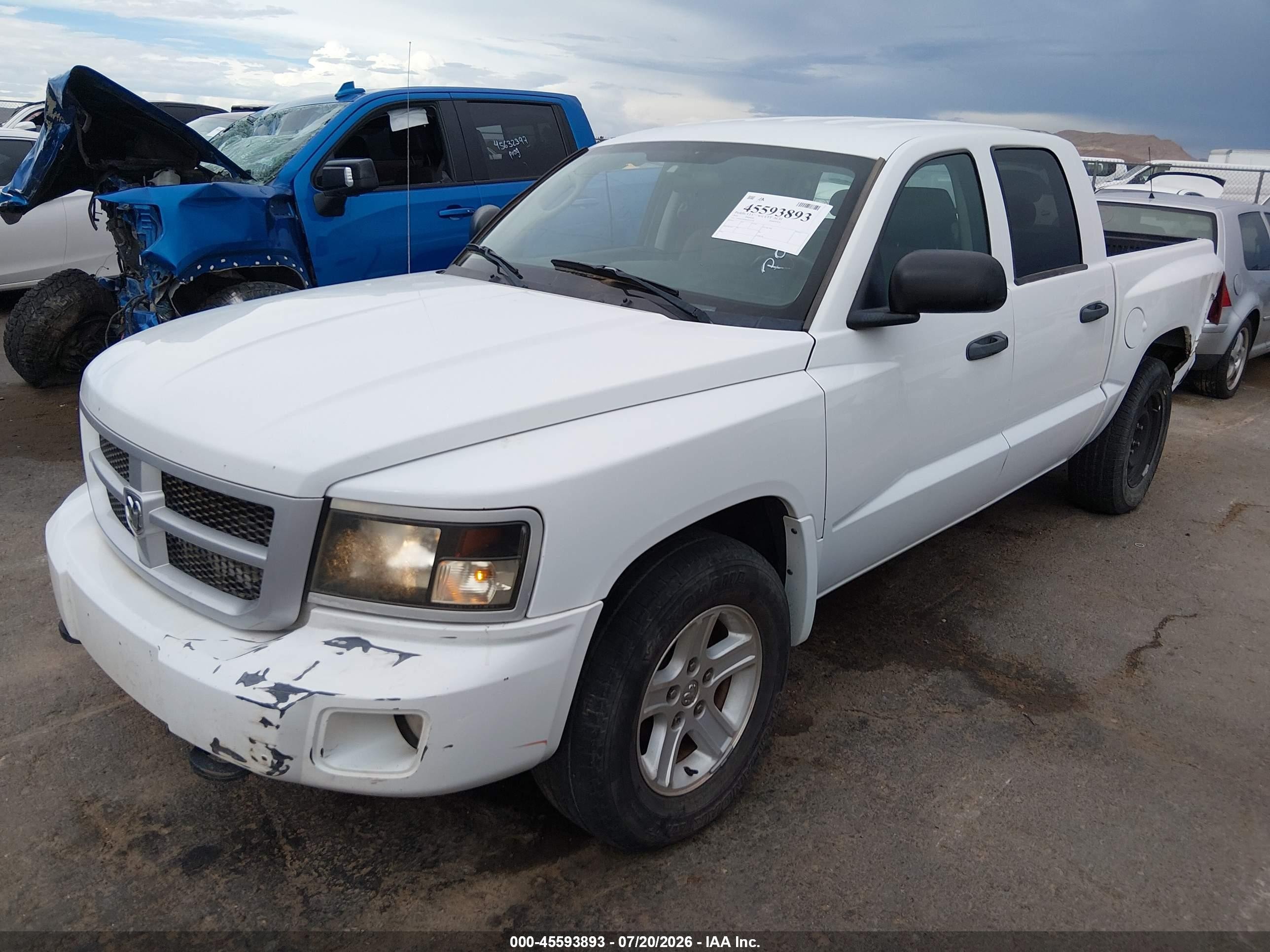 2010 Dodge Dakota Bighorn/lonestar White vin: 1D7RW3GK8AS223378