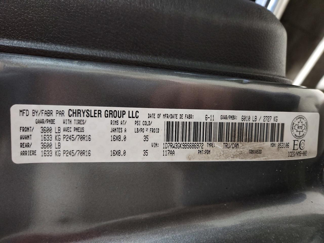 2011 Dodge Dakota Slt Серый vin: 1D7RW3GK9BS686972