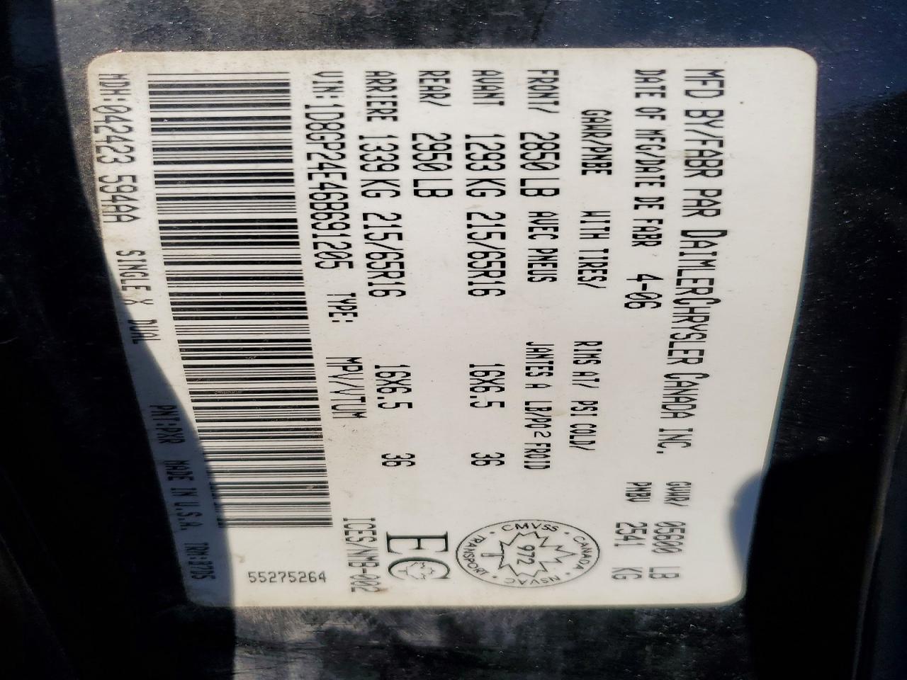 2006 Dodge Grand Caravan Se Gray vin: 1D8GP24E46B691205