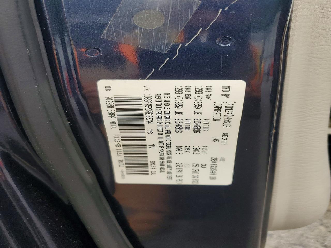 2007 Dodge Caravan Sxt Blue vin: 1D8GP45R37B165744