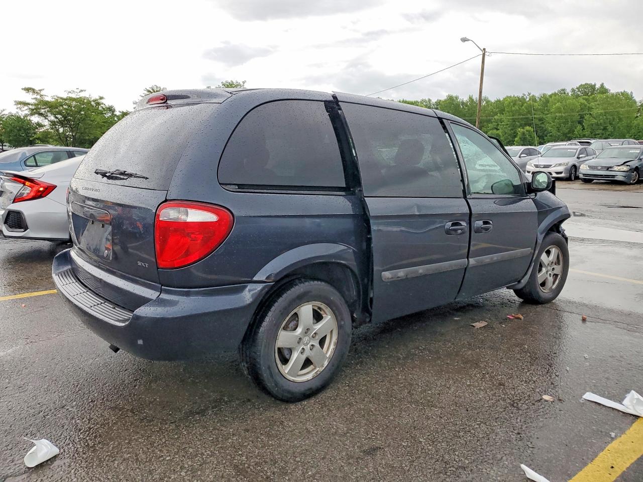 2007 Dodge Caravan Sxt Blue vin: 1D8GP45R87B203968