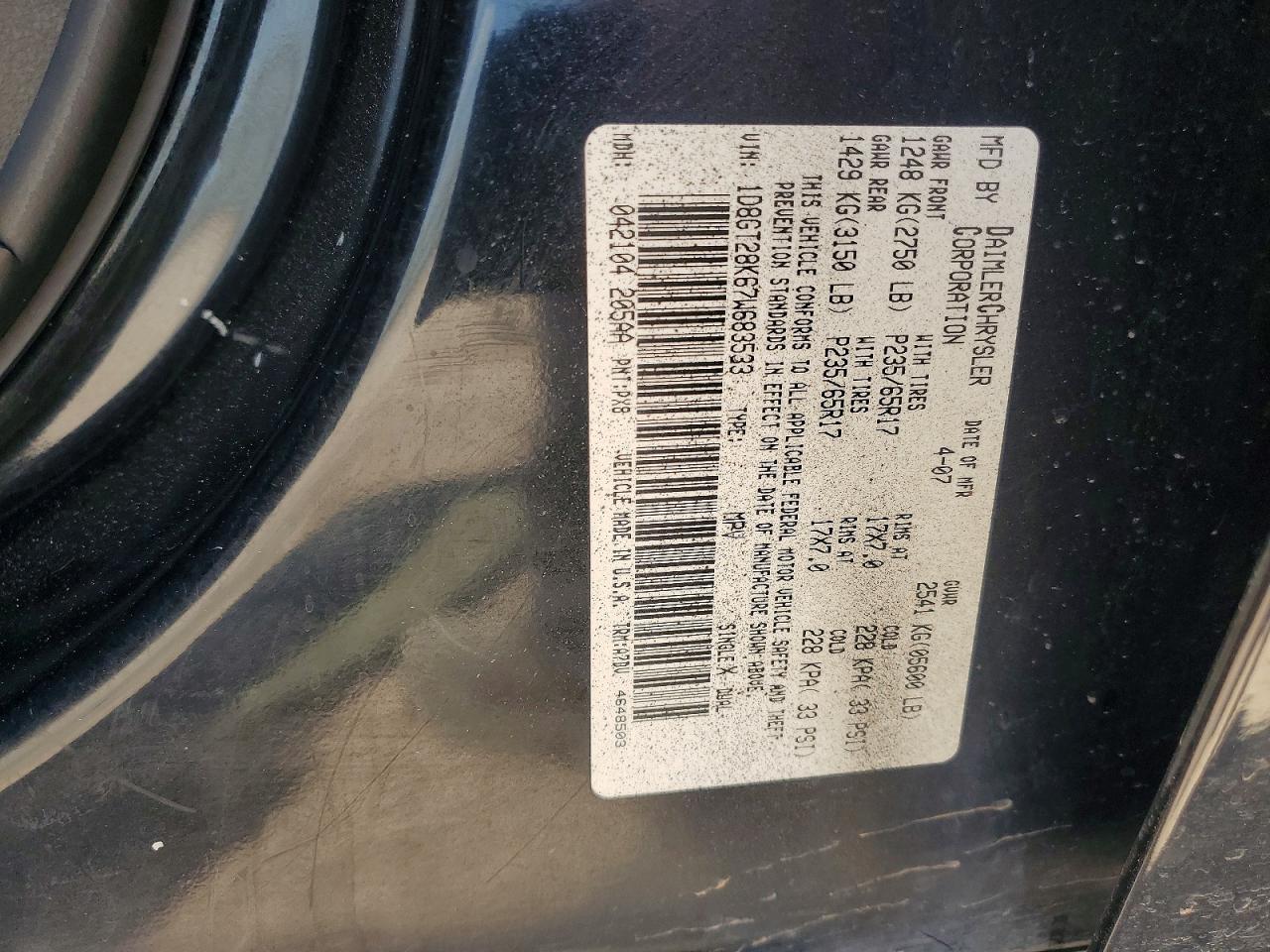 2007 Dodge Nitro Sxt Черный vin: 1D8GT28K67W683533