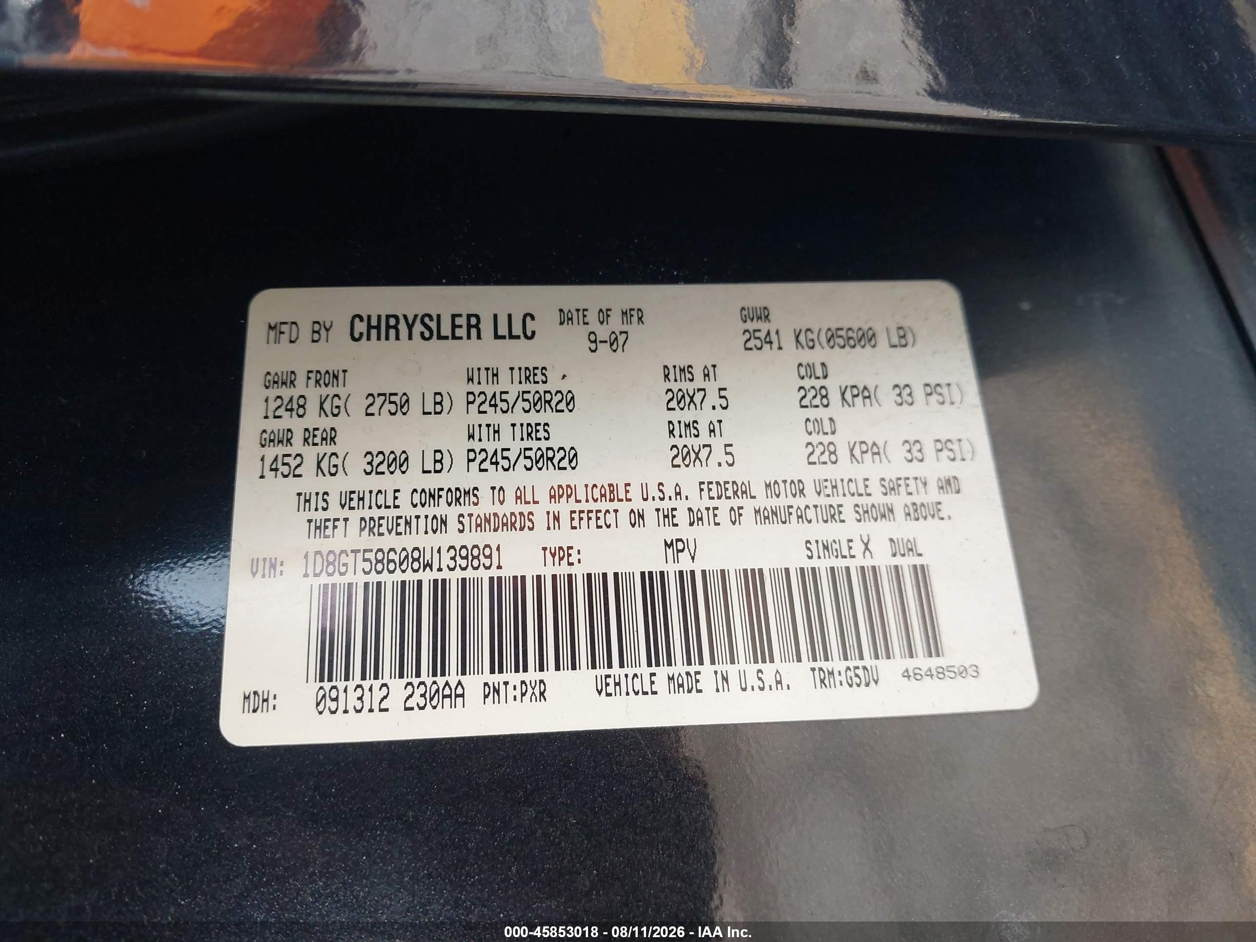 2008 Dodge Nitro Slt/rt Black vin: 1D8GT58608W139891