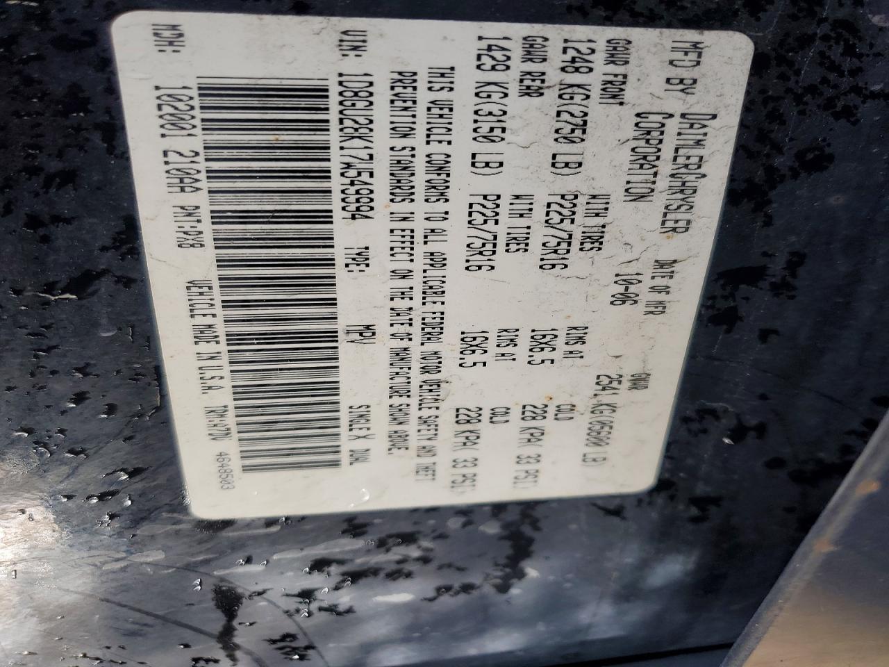2007 Dodge Nitro Sxt Black vin: 1D8GU28K17W549994