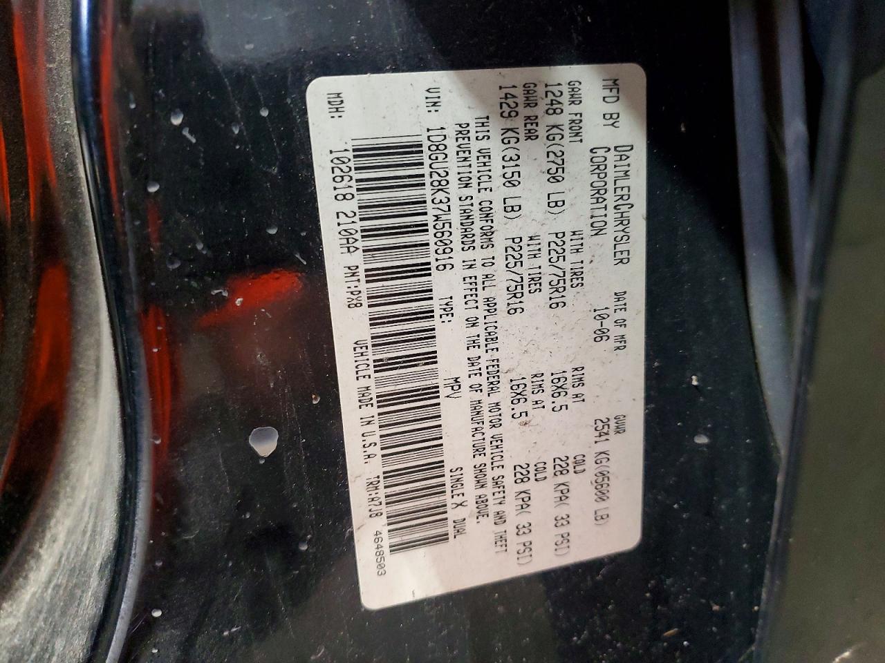 2007 Dodge Nitro Sxt Black vin: 1D8GU28K37W560916