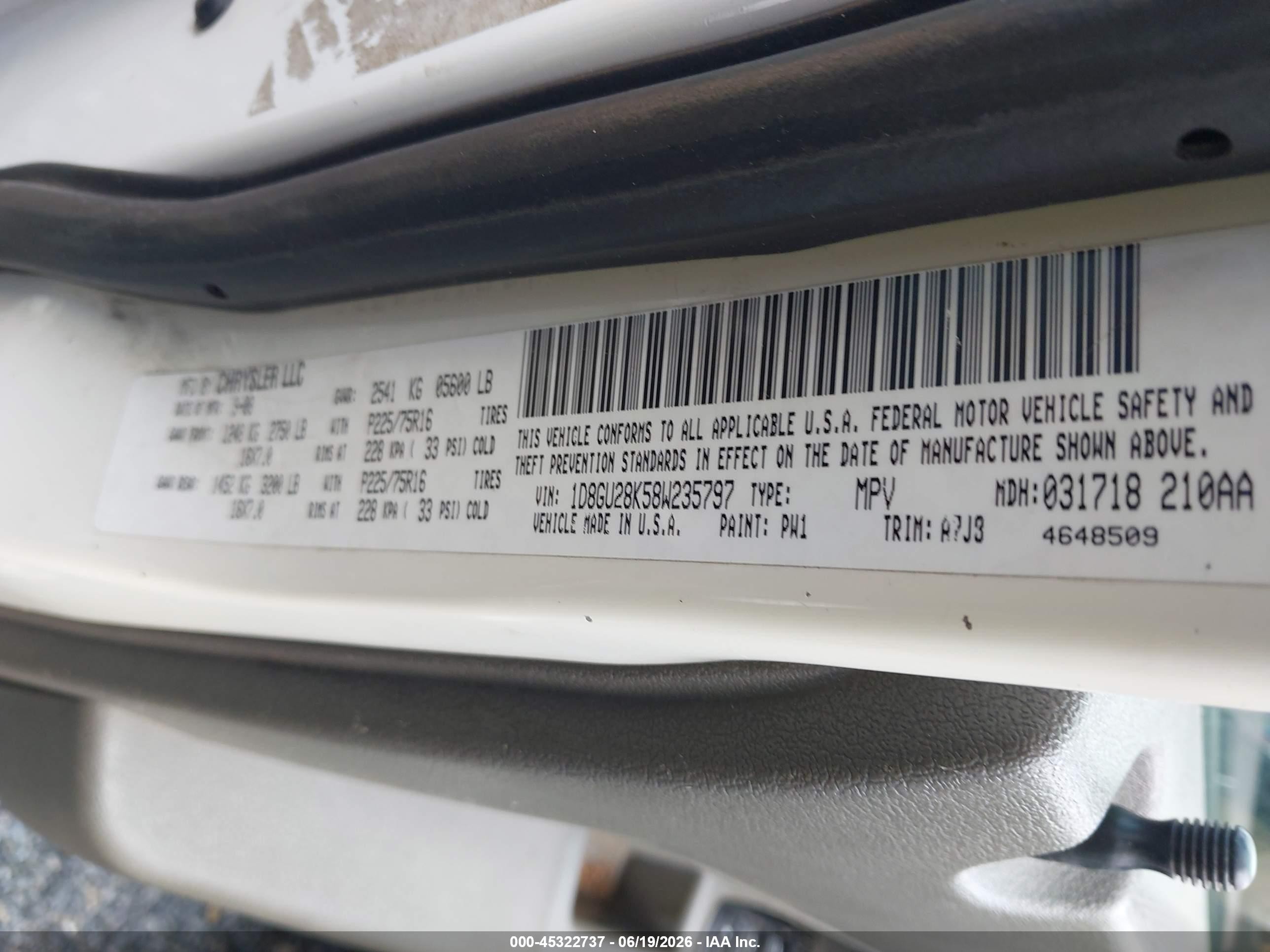 2008 Dodge Nitro Sxt White vin: 1D8GU28K58W235797