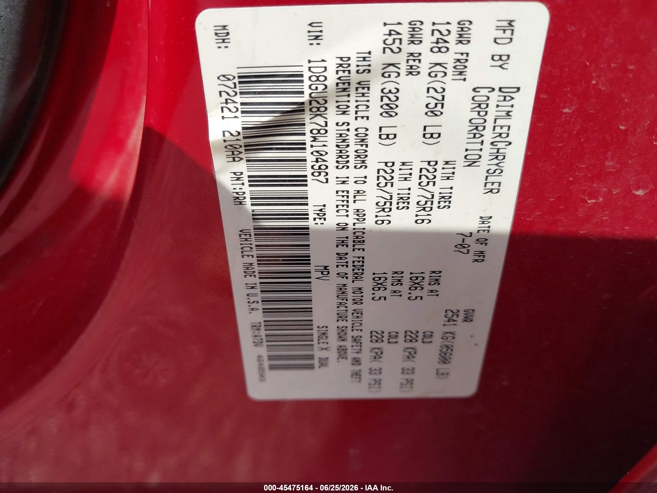 2008 Dodge Nitro Sxt Red vin: 1D8GU28K78W104967