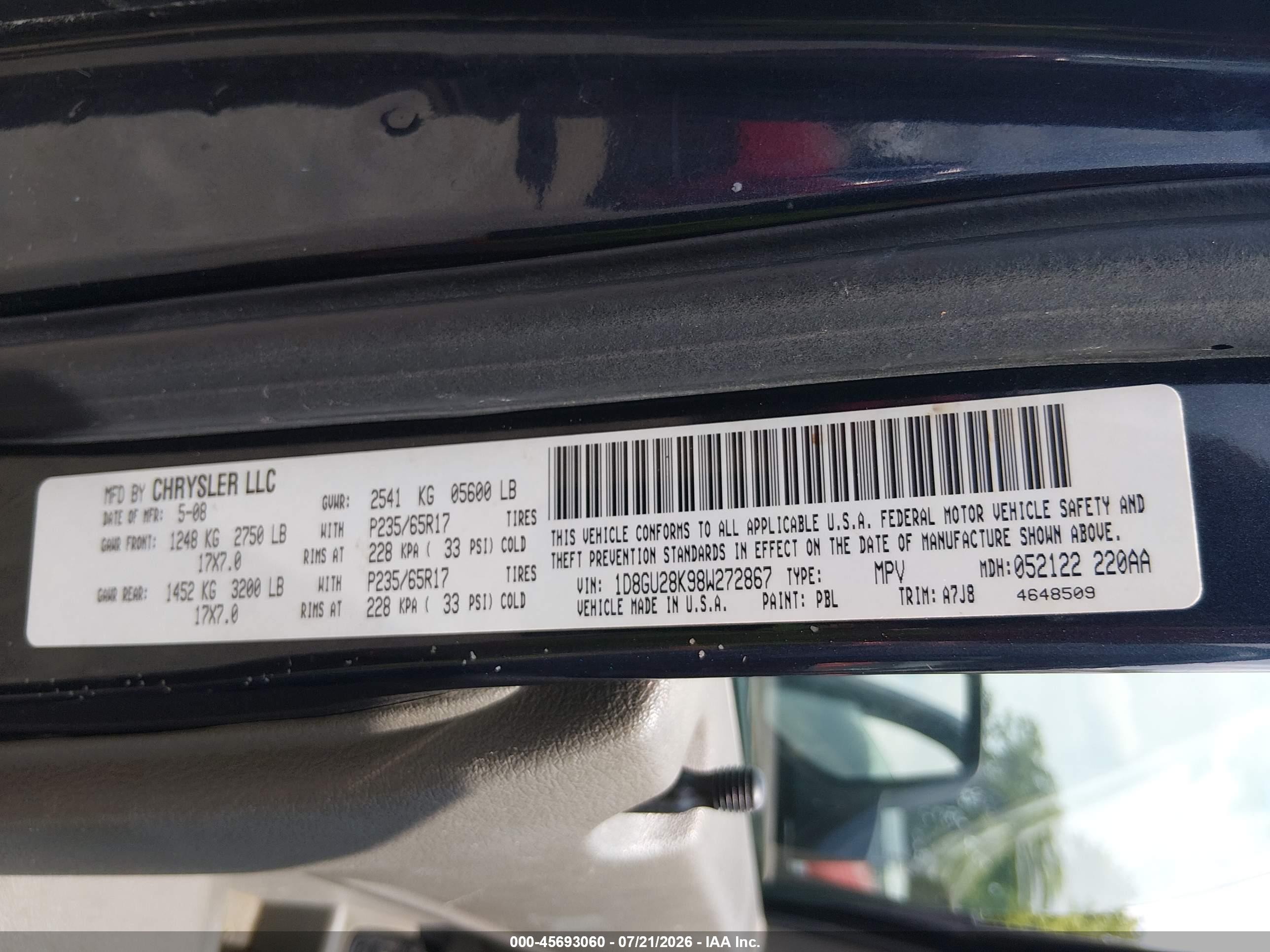2008 Dodge Nitro Sxt Blue vin: 1D8GU28K98W272867