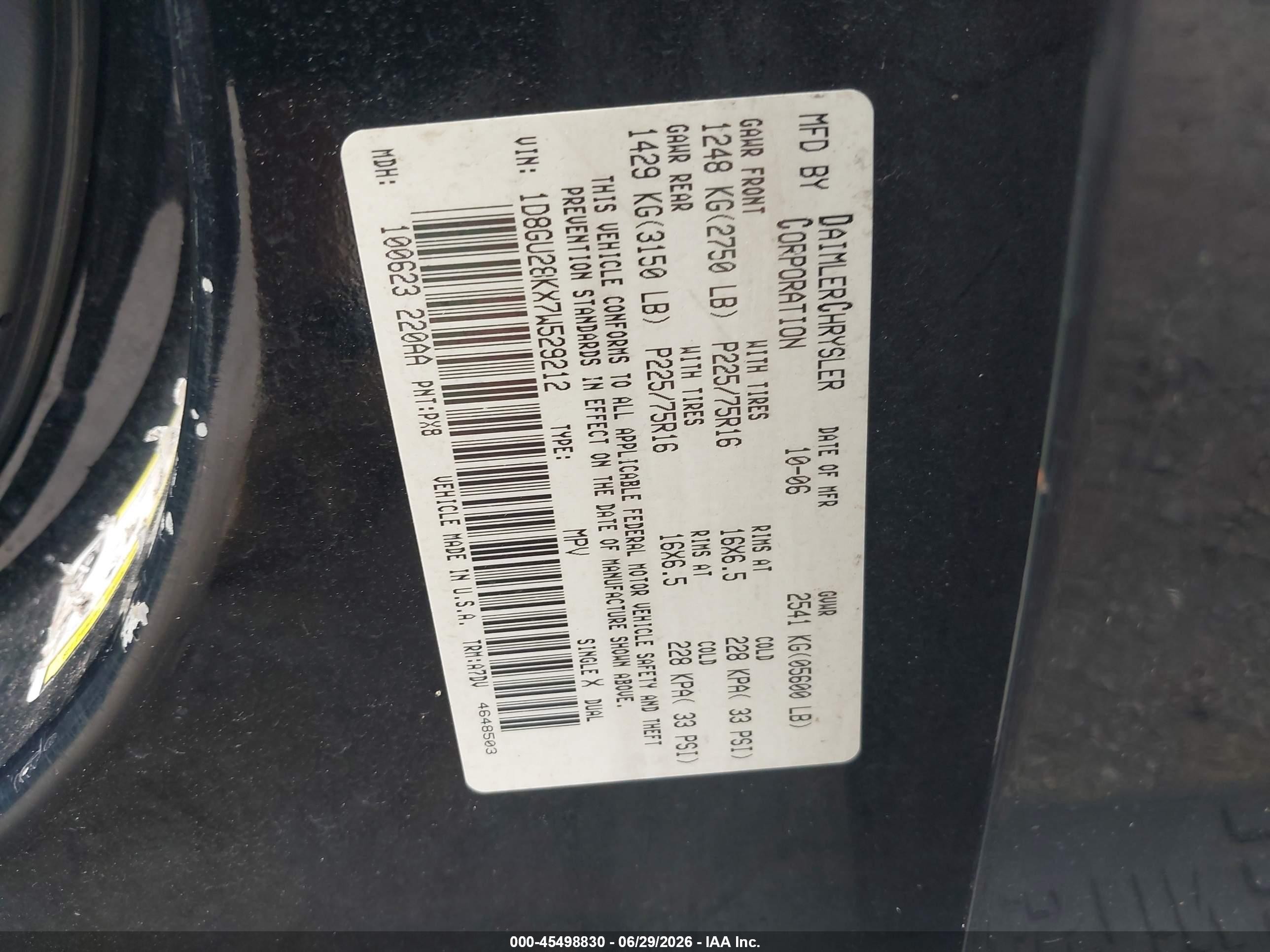 2007 Dodge Nitro Sxt Black vin: 1D8GU28KX7W529212