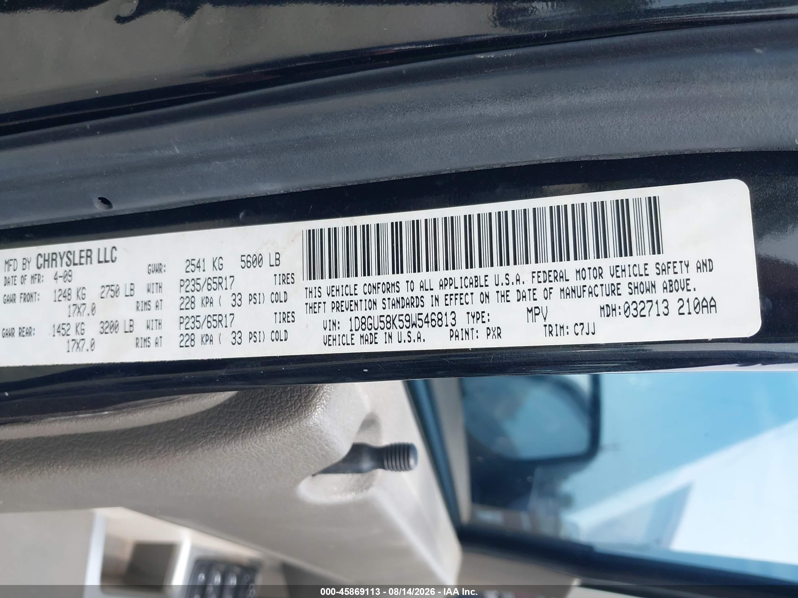 2009 Dodge Nitro Slt/rt Black vin: 1D8GU58K59W546813