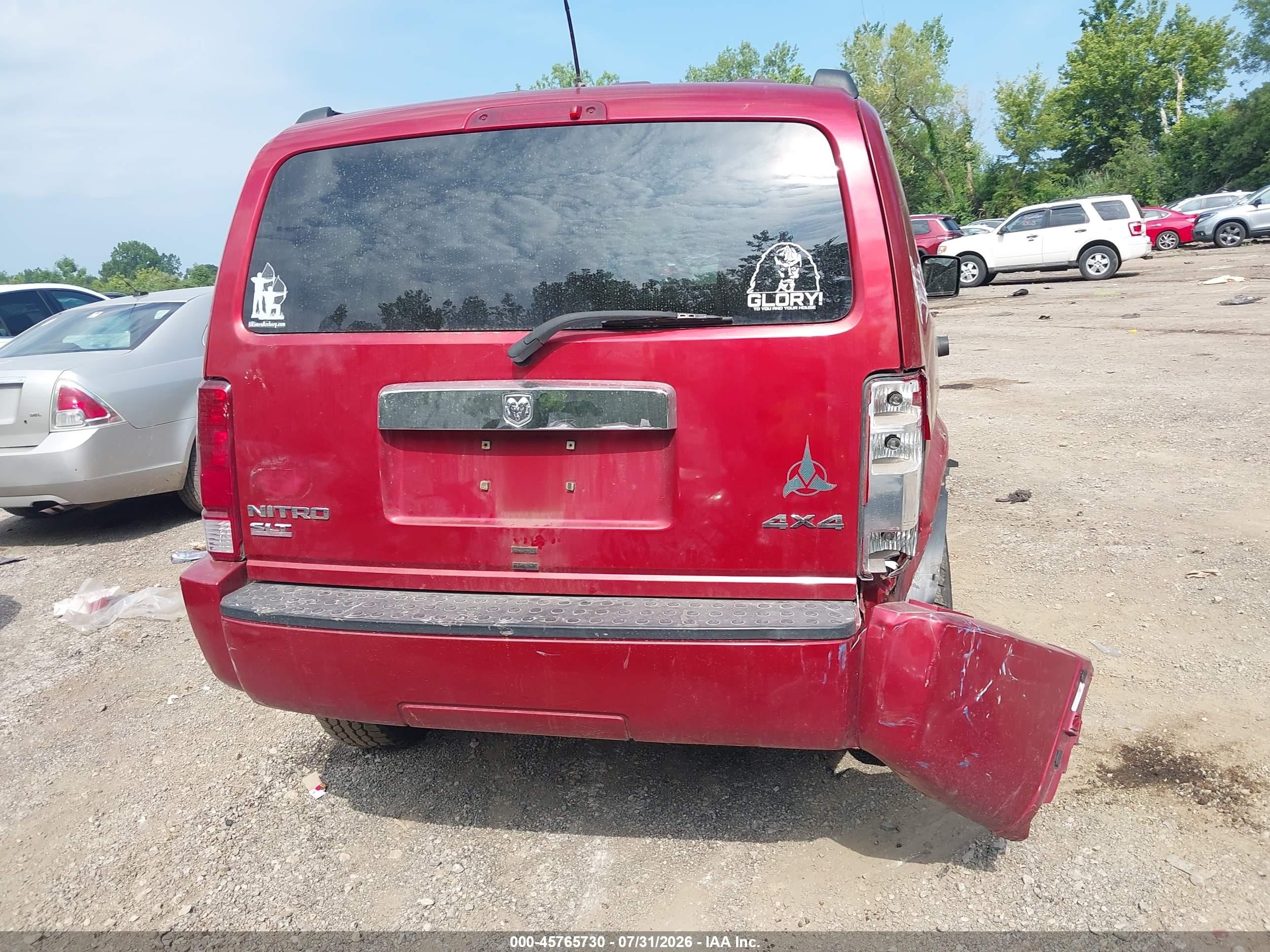 2007 Dodge Nitro Slt/rt Red vin: 1D8GU58K67W529435