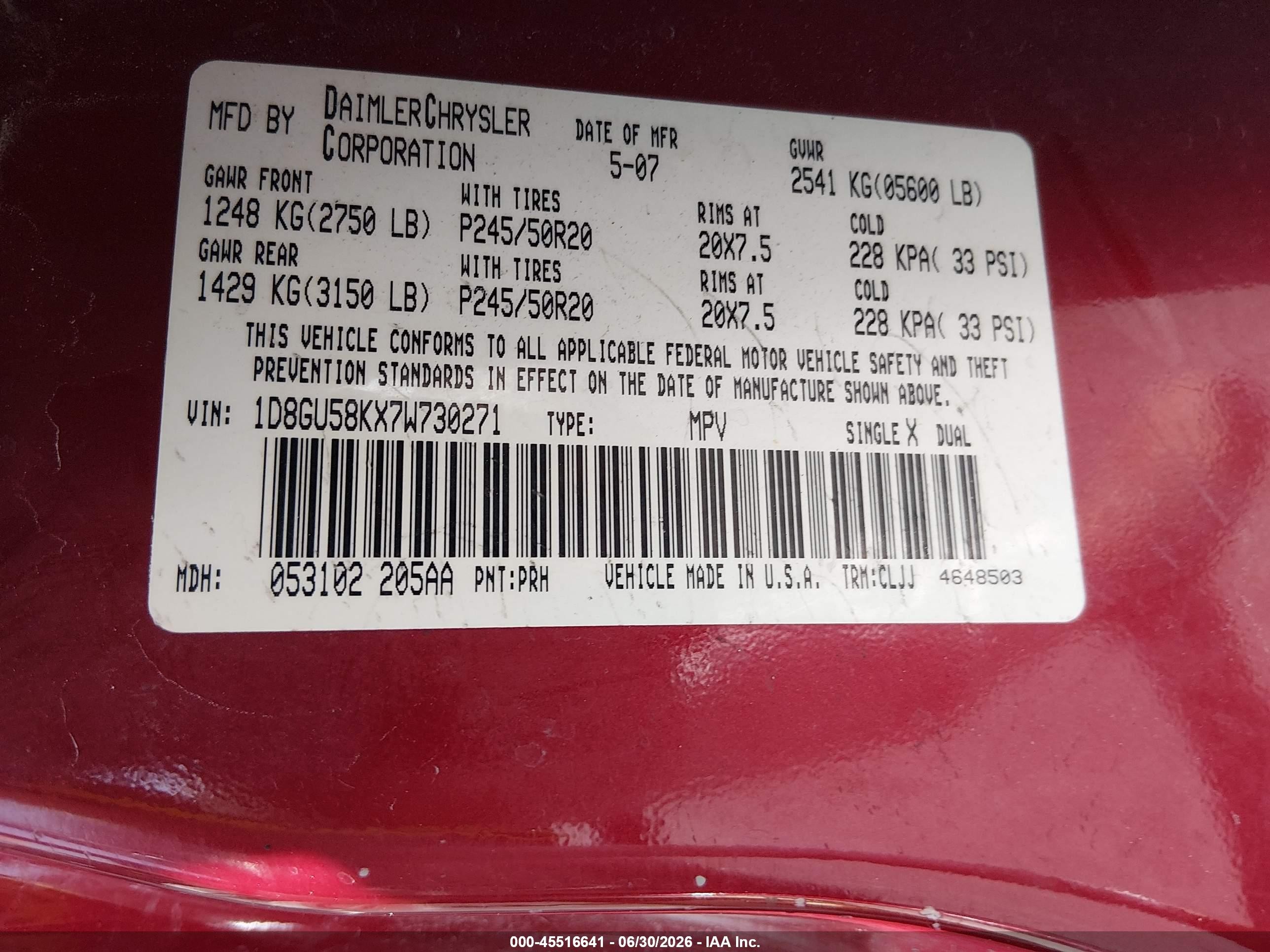 2007 Dodge Nitro Slt/rt Красный vin: 1D8GU58KX7W730271