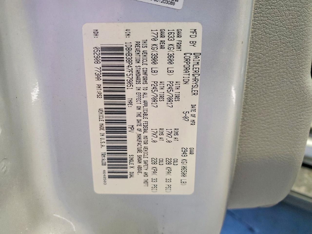 2007 Dodge Durango Sxt Silver vin: 1D8HB38P47F579051