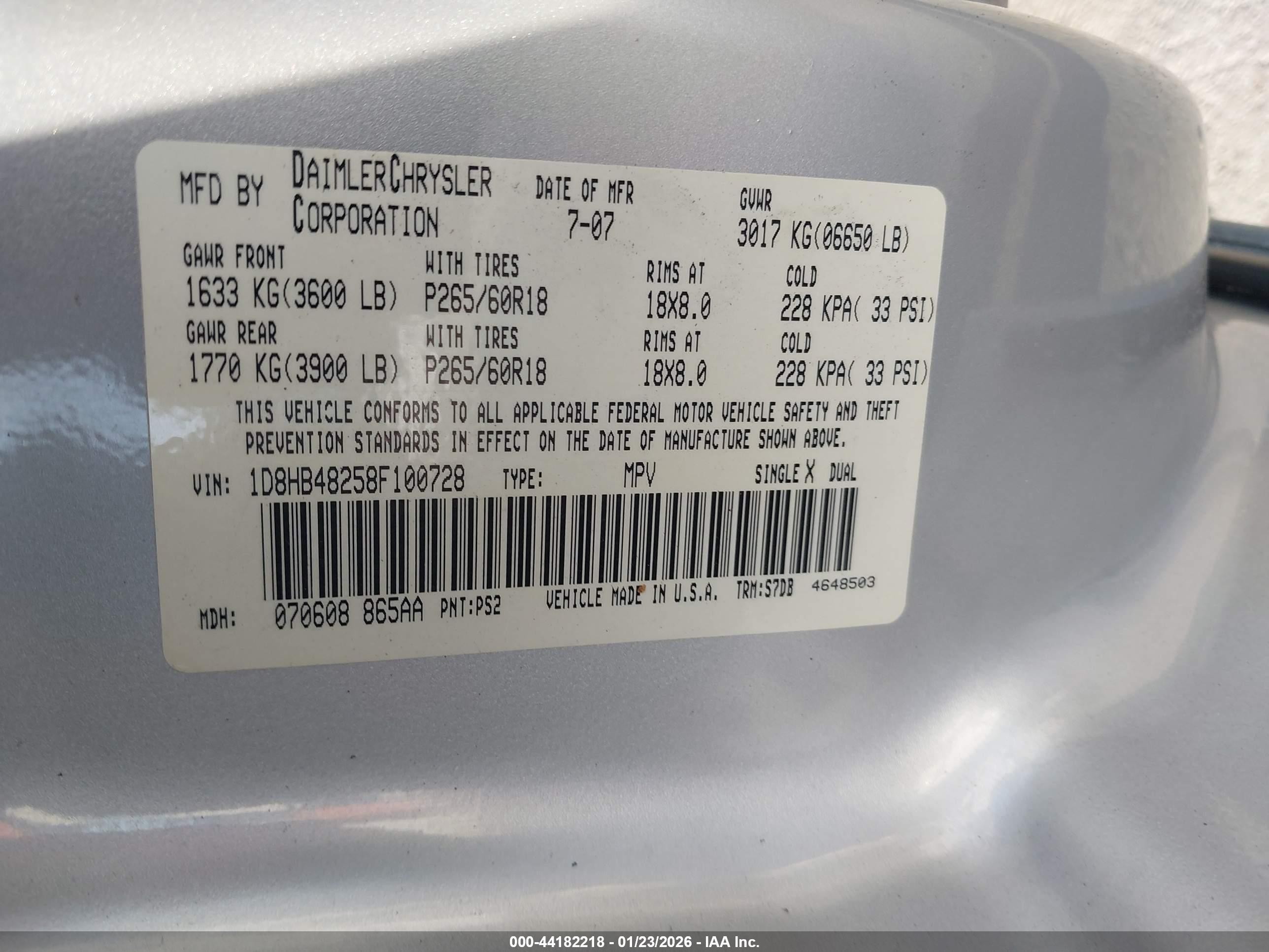 2008 Dodge Durango Slt Silver vin: 1D8HB48258F100728