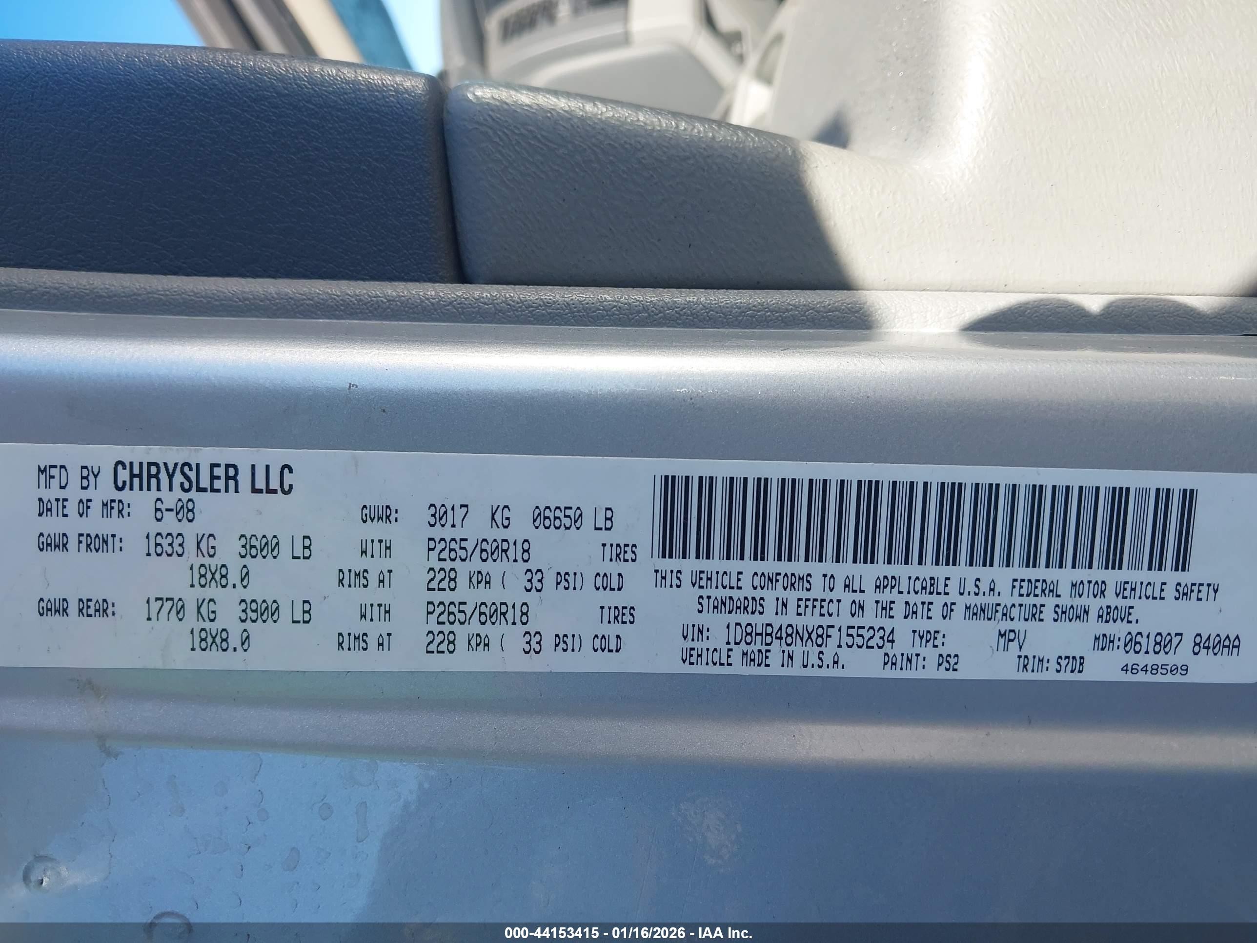 2008 Dodge Durango Slt Silver vin: 1D8HB48NX8F155234