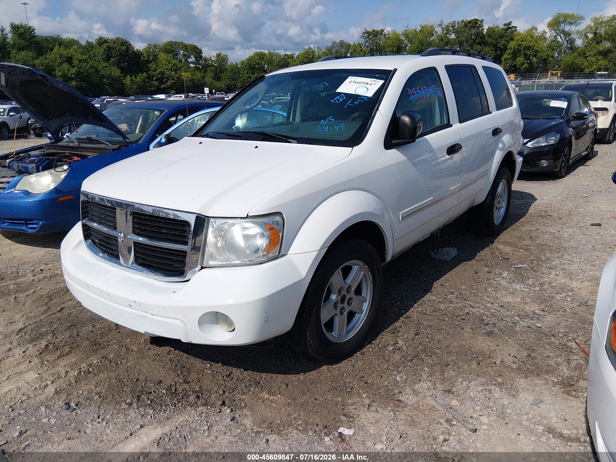 2009 Dodge Durango Slt White vin: 1D8HB48PX9F701145