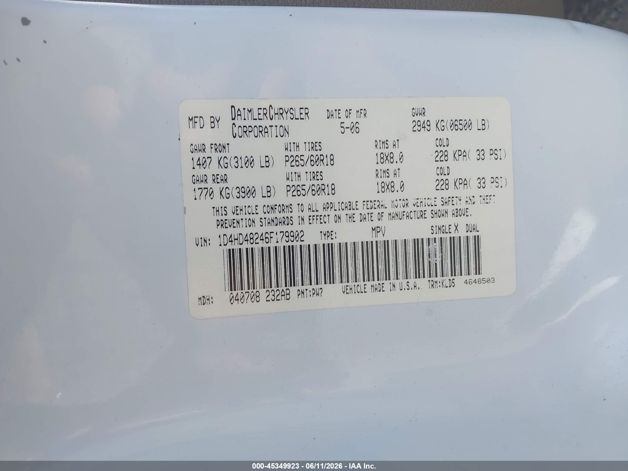 2008 Dodge Durango Limited Белый vin: 1D8HB58N08F128663