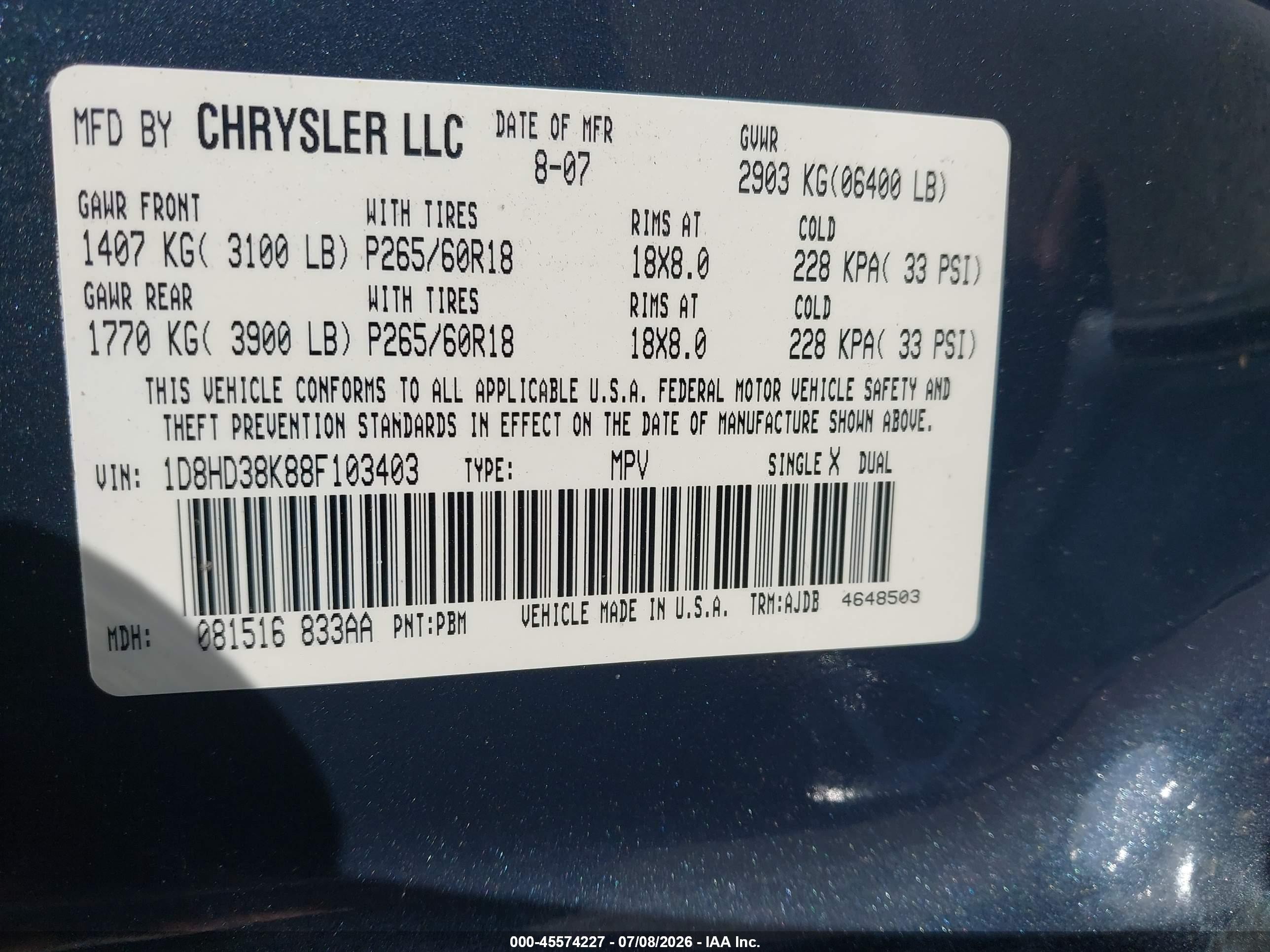 2008 Dodge Durango Sxt Gray vin: 1D8HD38K88F103403