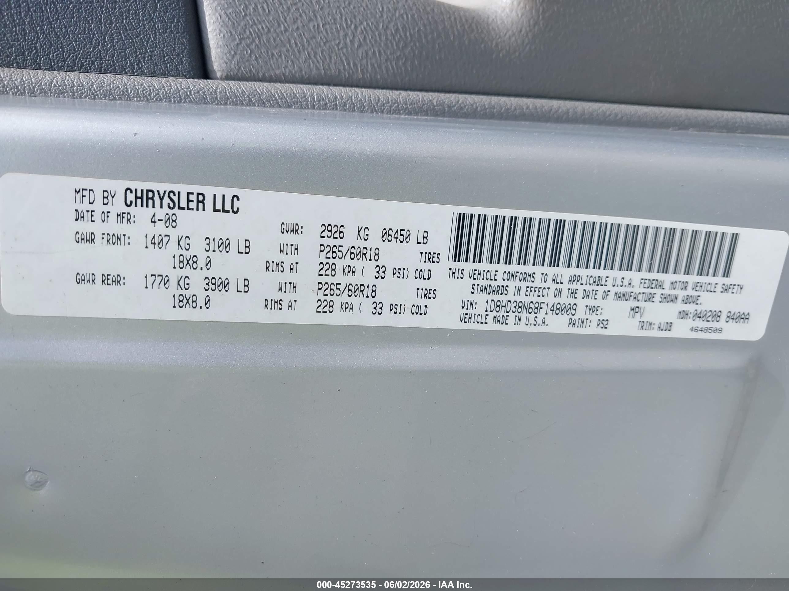 2008 Dodge Durango Sxt Silver vin: 1D8HD38N68F148009
