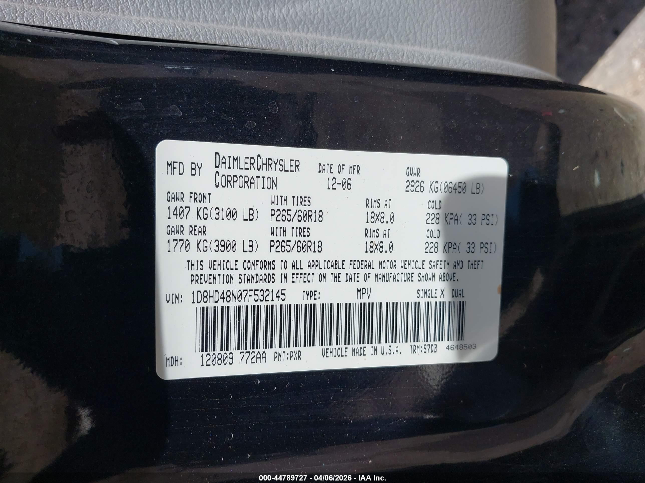 2007 Dodge Durango Slt Black vin: 1D8HD48N07F532145