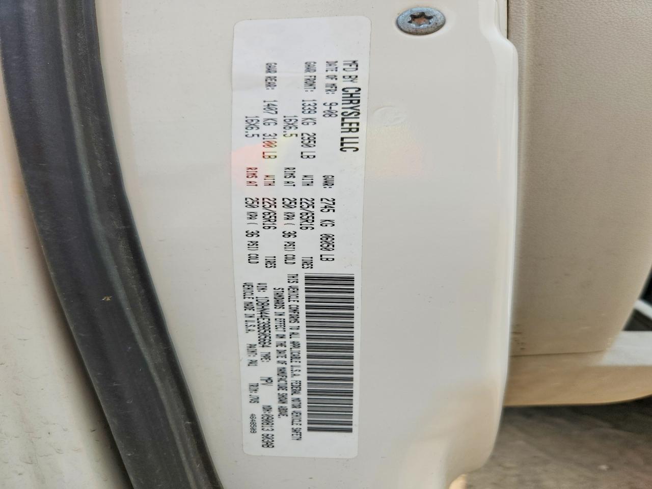 2009 Dodge Grand Caravan Se White vin: 1D8HN44E39B505664