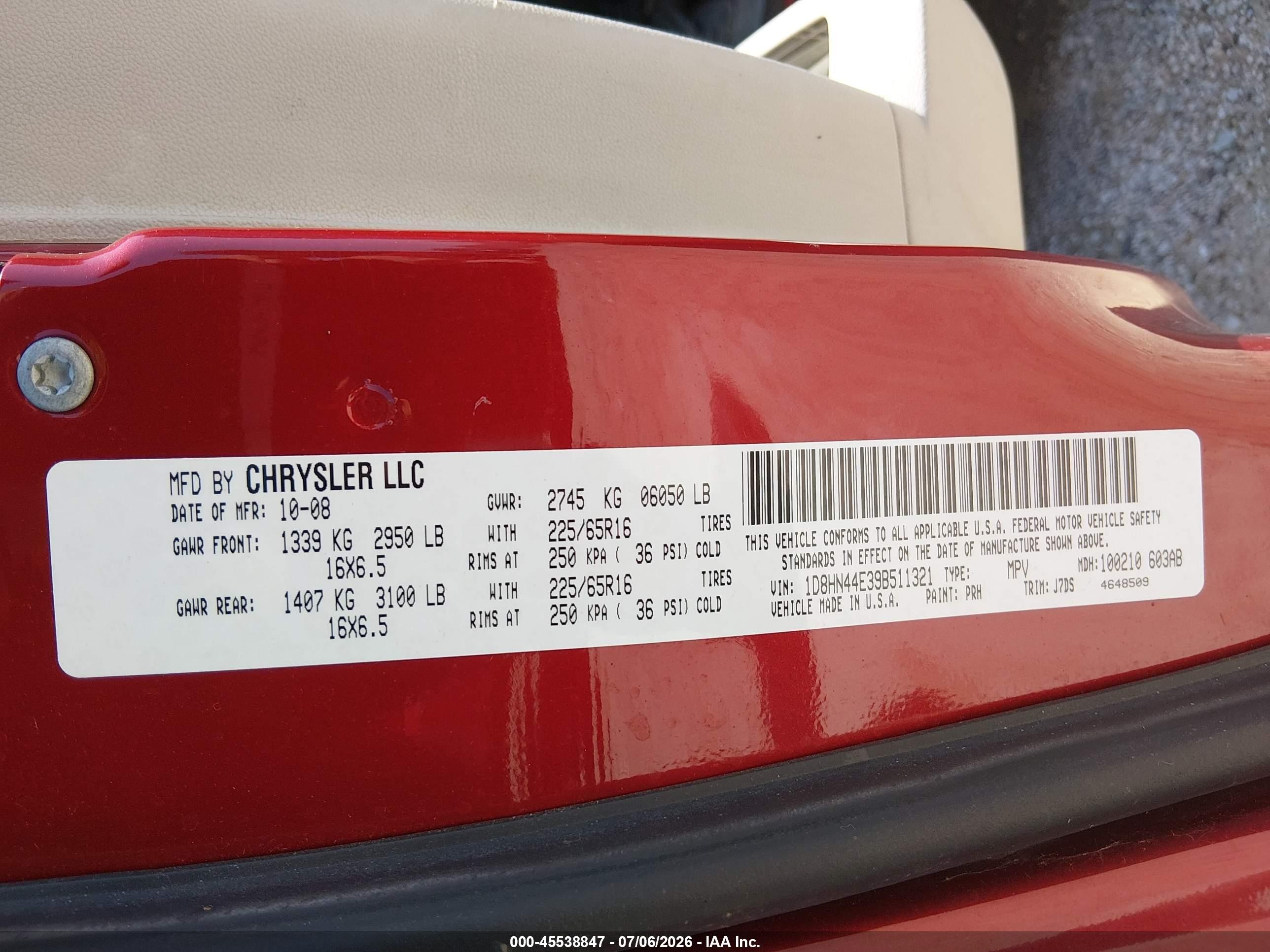 2009 Dodge Grand Caravan Se Red vin: 1D8HN44E39B511321