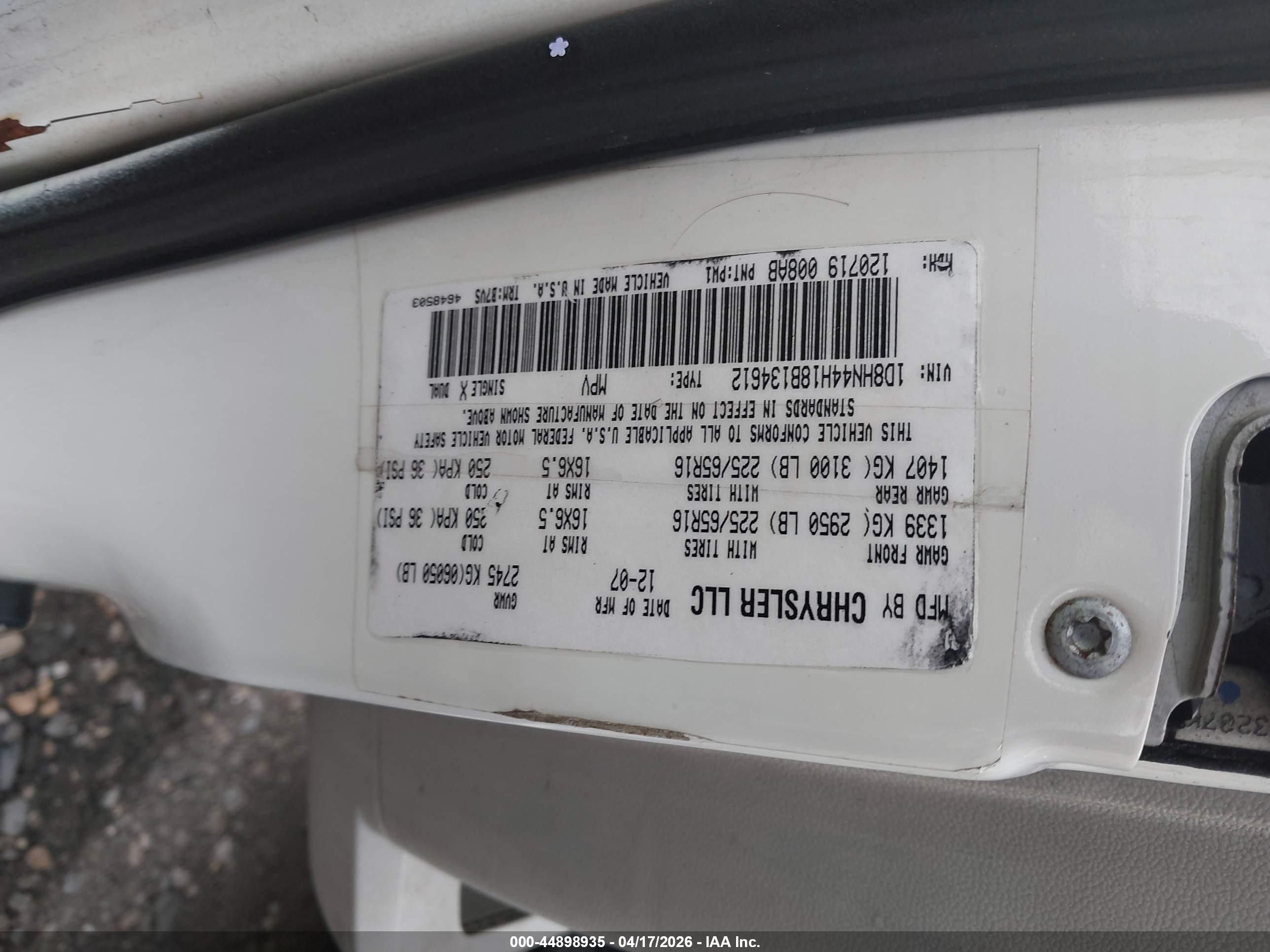 2008 Dodge Grand Caravan Se White vin: 1D8HN44H18B134612