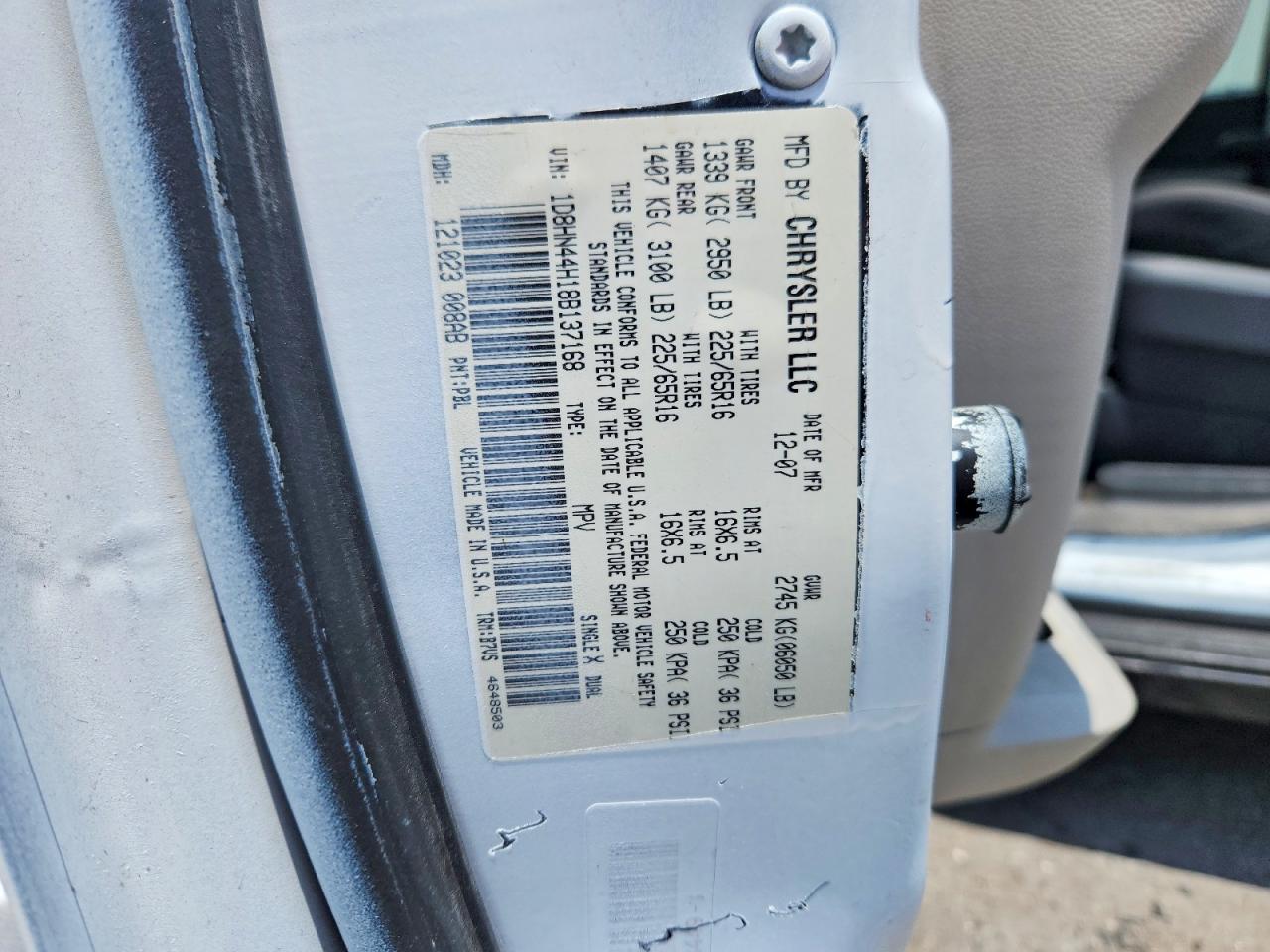 2008 Dodge Grand Caravan Se White vin: 1D8HN44H18B137168
