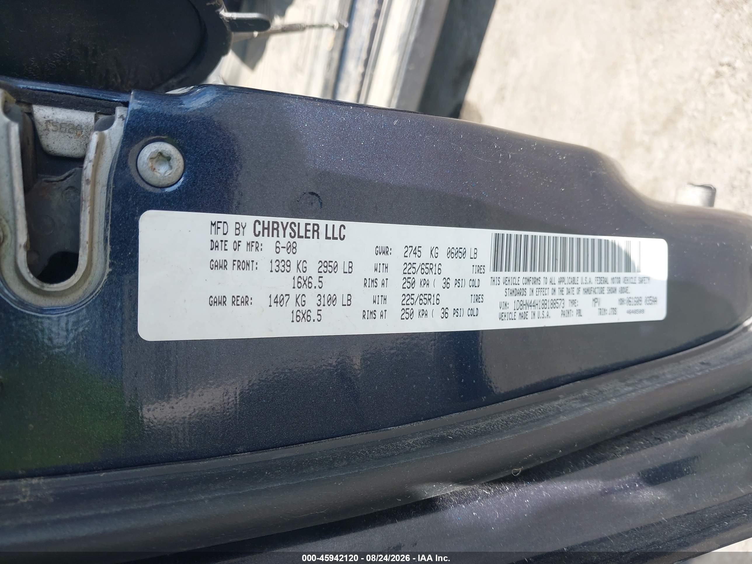 2008 Dodge Grand Caravan Se Blue vin: 1D8HN44H18B188573
