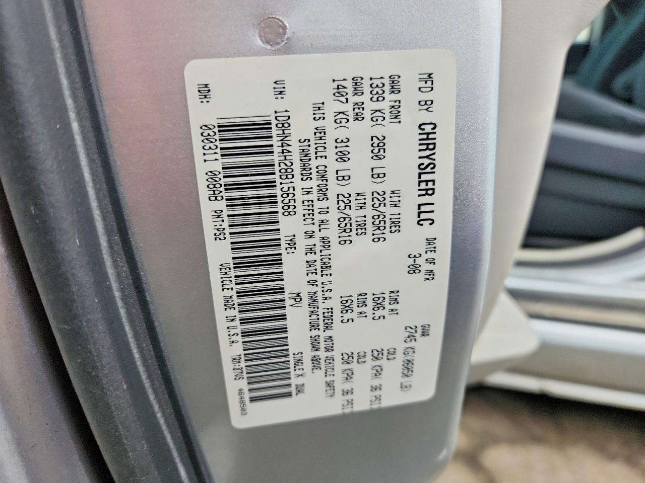 2008 Dodge Grand Caravan Se Silver vin: 1D8HN44H28B156568