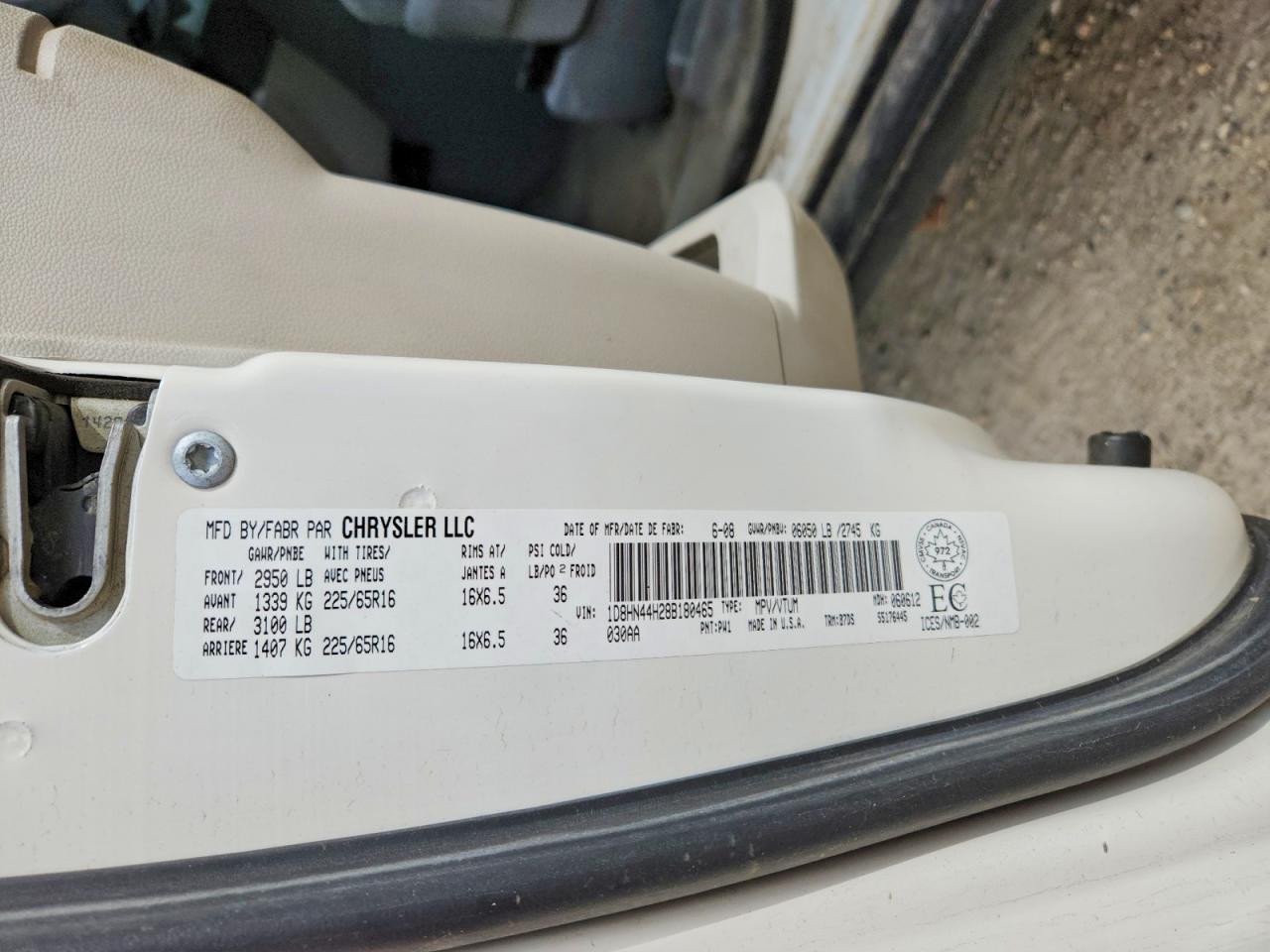 2008 Dodge Grand Caravan Se White vin: 1D8HN44H28B180465