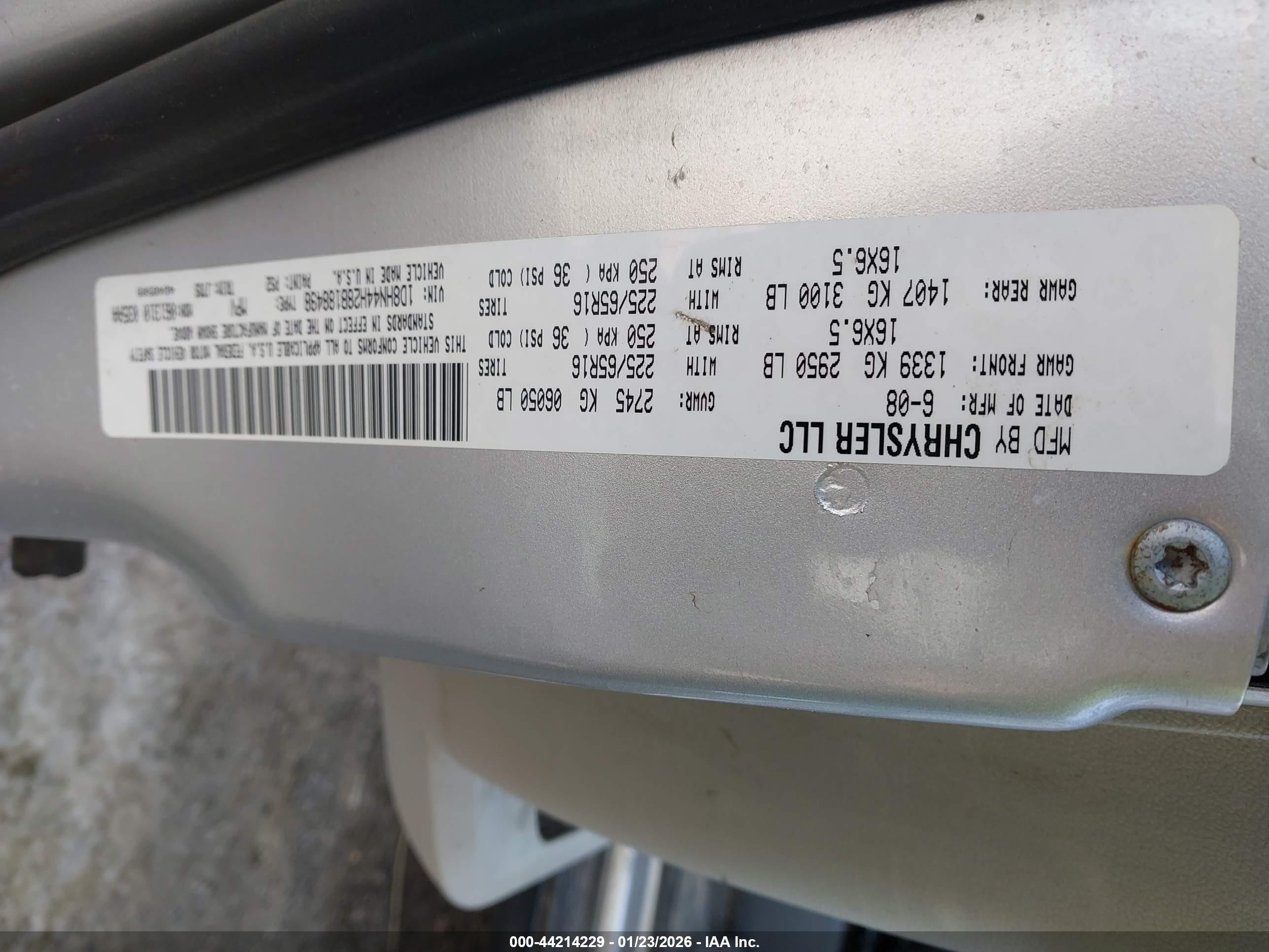 2008 Dodge Grand Caravan Se Silver vin: 1D8HN44H28B188498