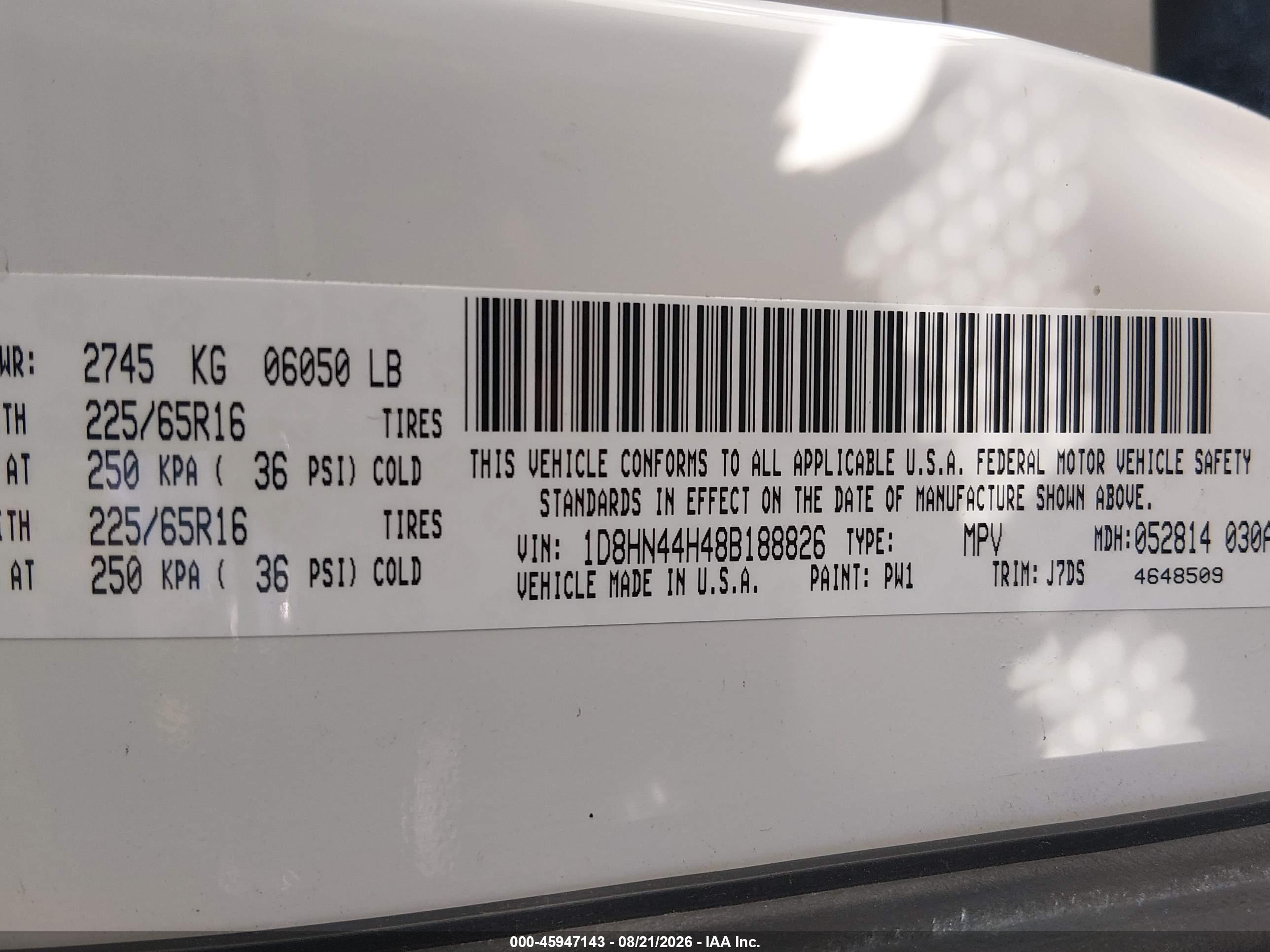 2008 Dodge Grand Caravan Se Белый vin: 1D8HN44H48B188826
