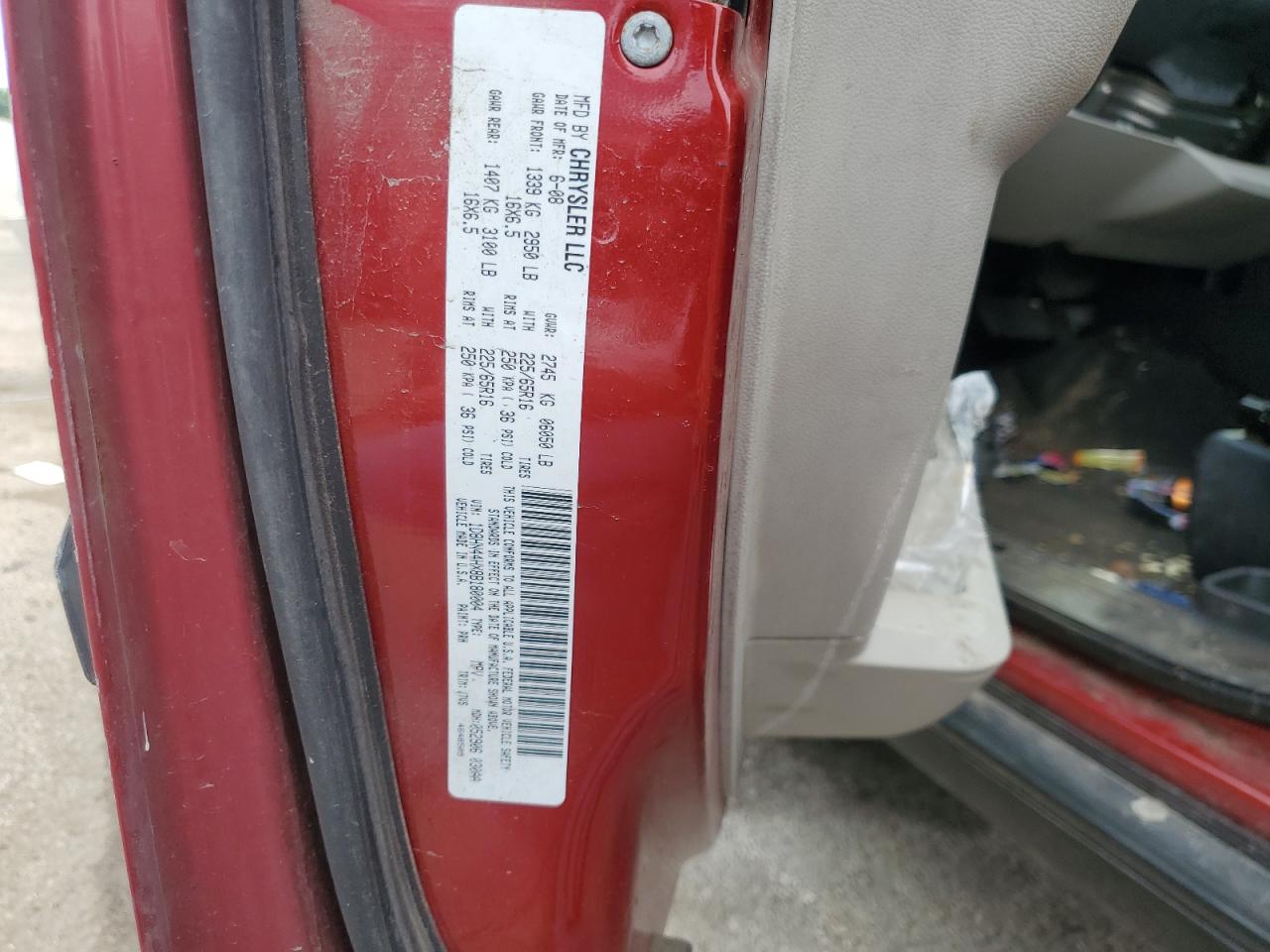 2008 Dodge Grand Caravan Se Red vin: 1D8HN44HX8B180004
