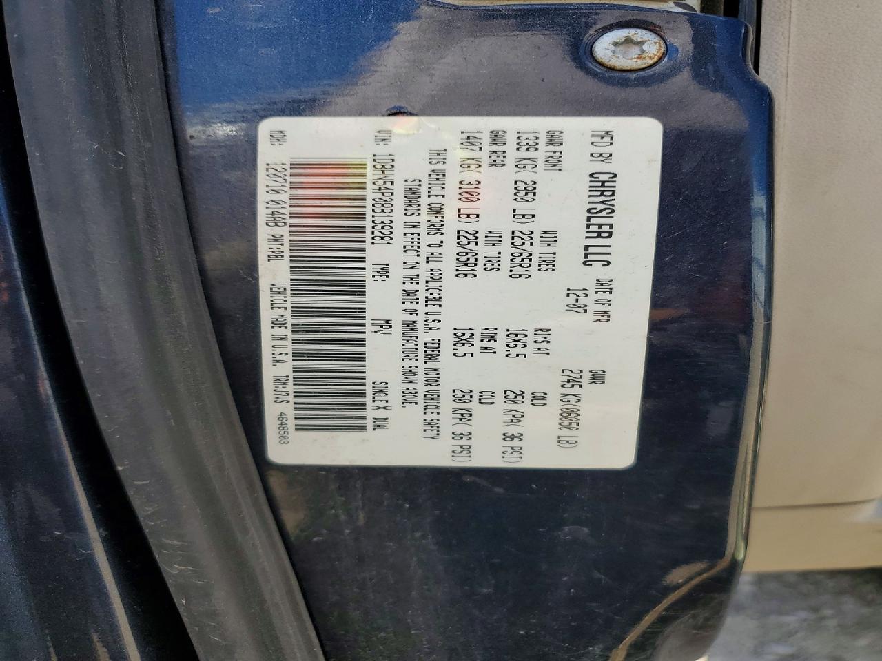 2008 Dodge Grand Caravan Sxt Blue vin: 1D8HN54P08B139281
