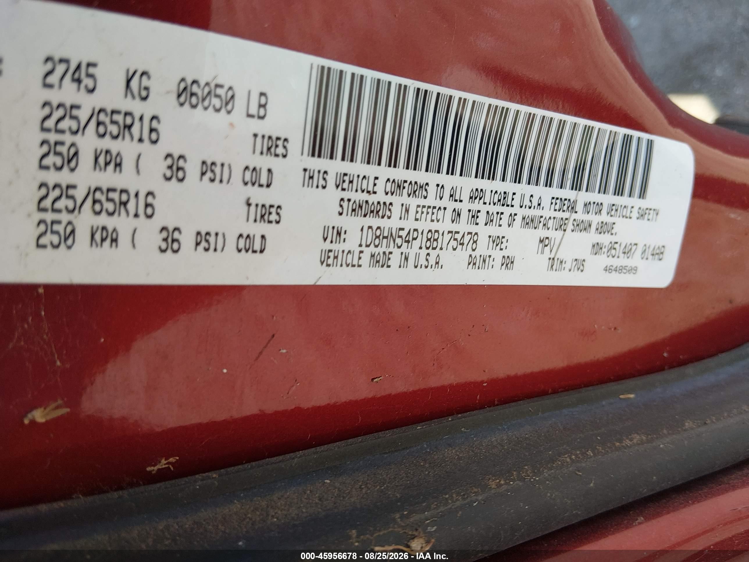 2008 Dodge Grand Caravan Sxt Красный vin: 1D8HN54P18B175478