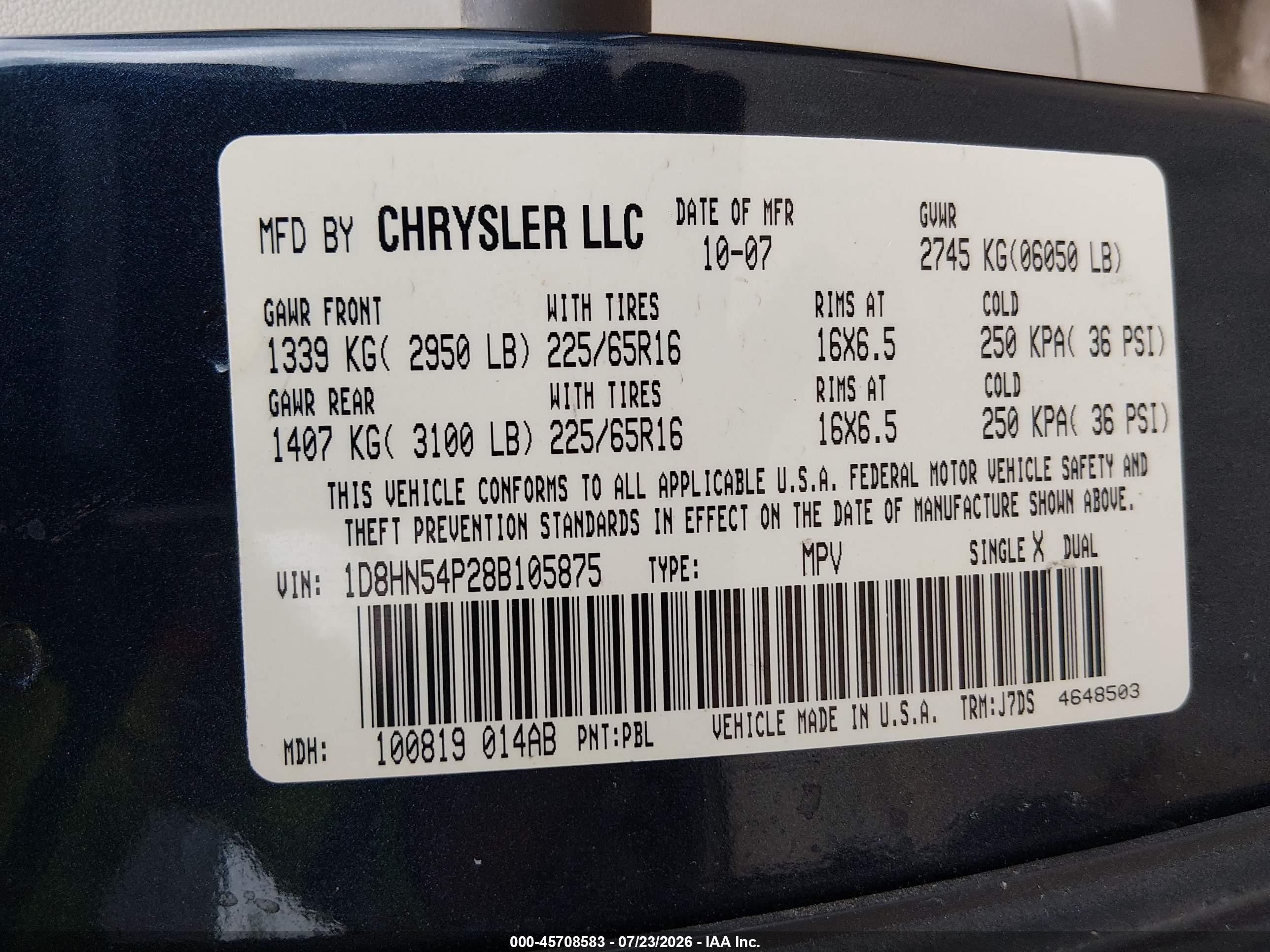 2008 Dodge Grand Caravan Sxt Blue vin: 1D8HN54P28B105875
