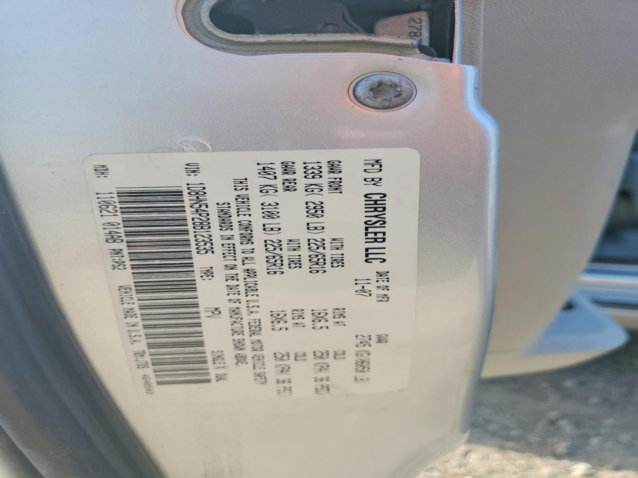 2008 Dodge Grand Caravan Sxt Silver vin: 1D8HN54P28B123535