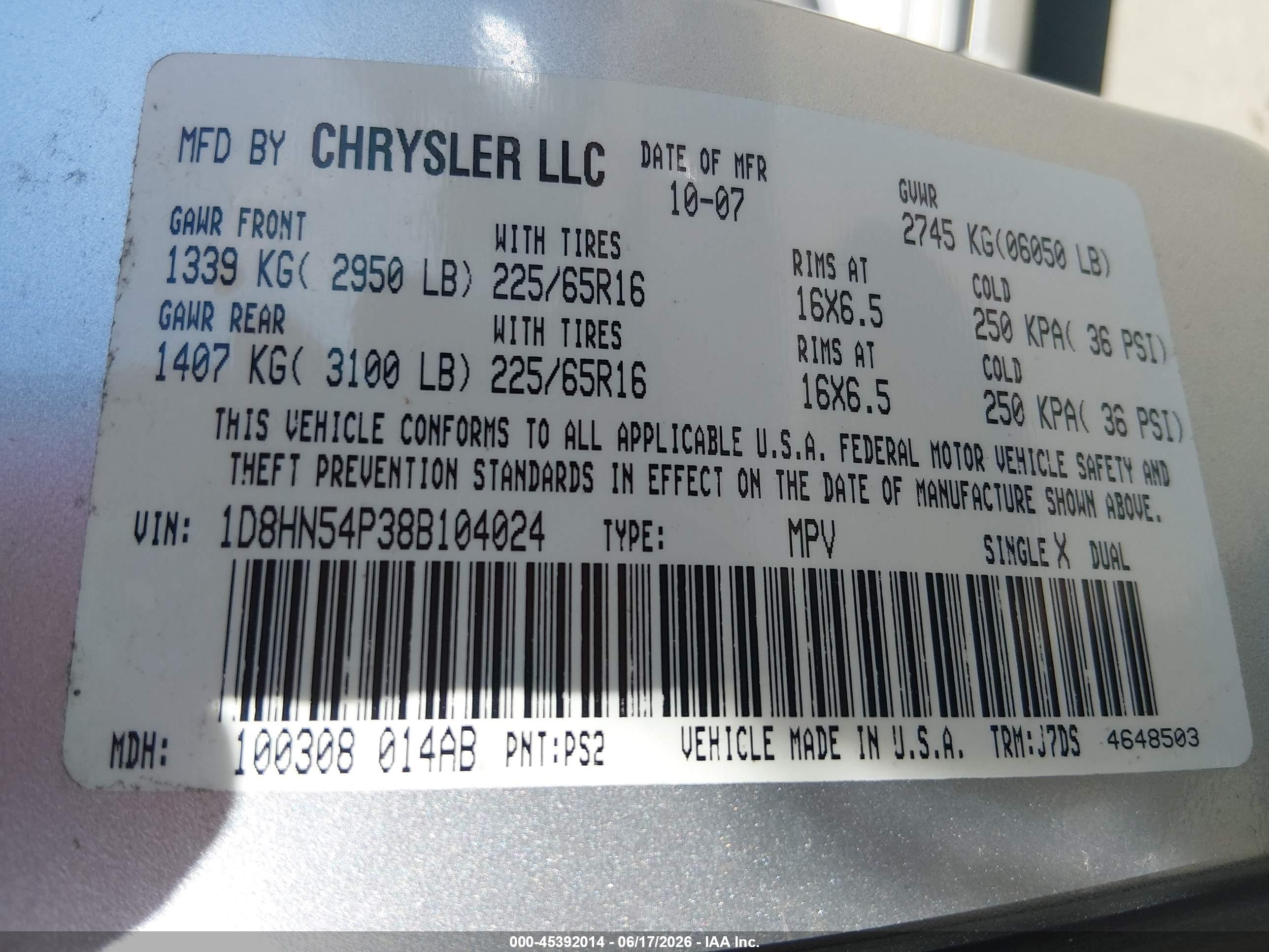 2008 Dodge Grand Caravan Sxt Silver vin: 1D8HN54P38B104024